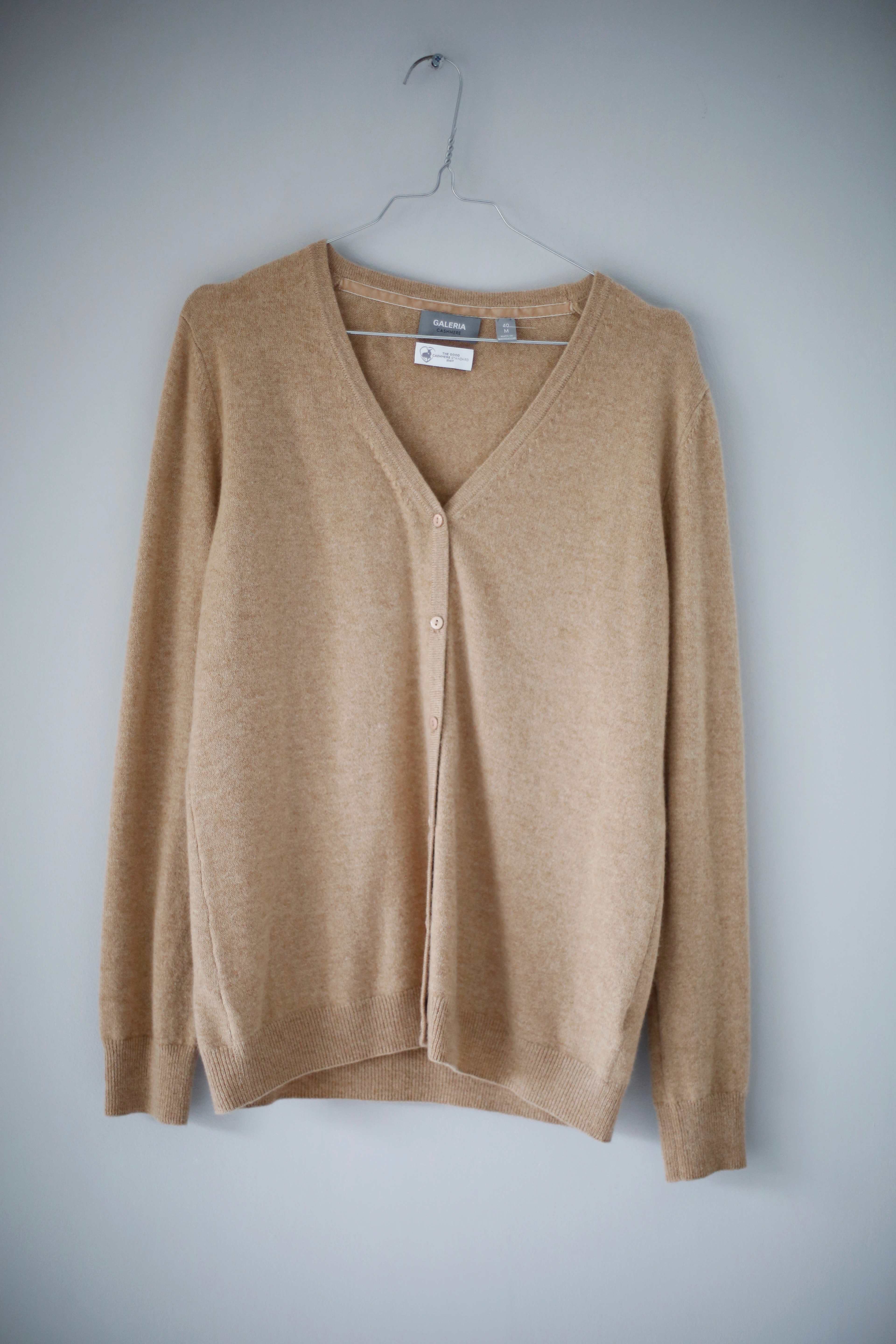 Galeria Jacke Strickjacke braun beige 40 L Cashmere Cardigan gestrickt