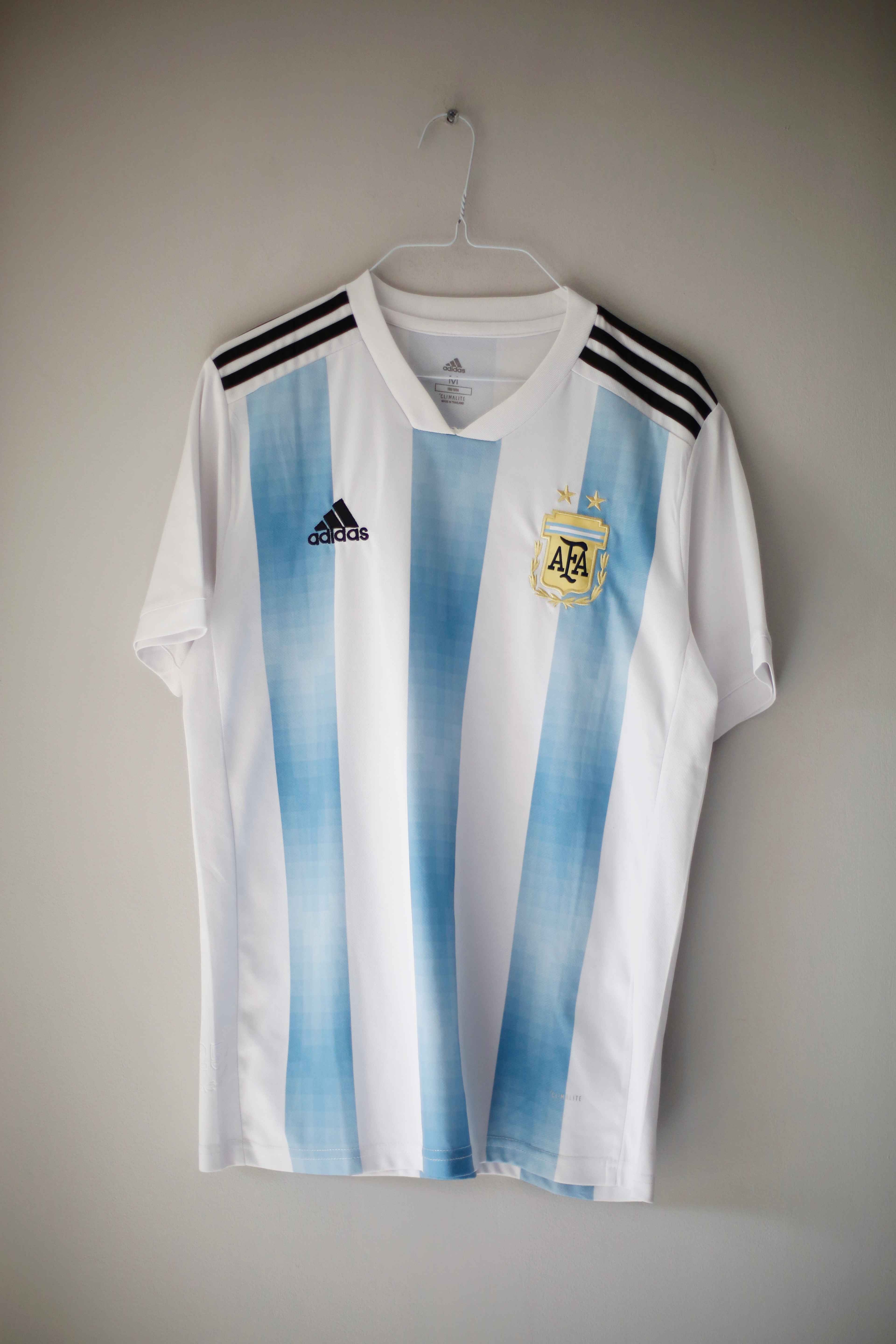 Adidas Messi Shirt blau weiß gestreift M Trikot Fußballshirt