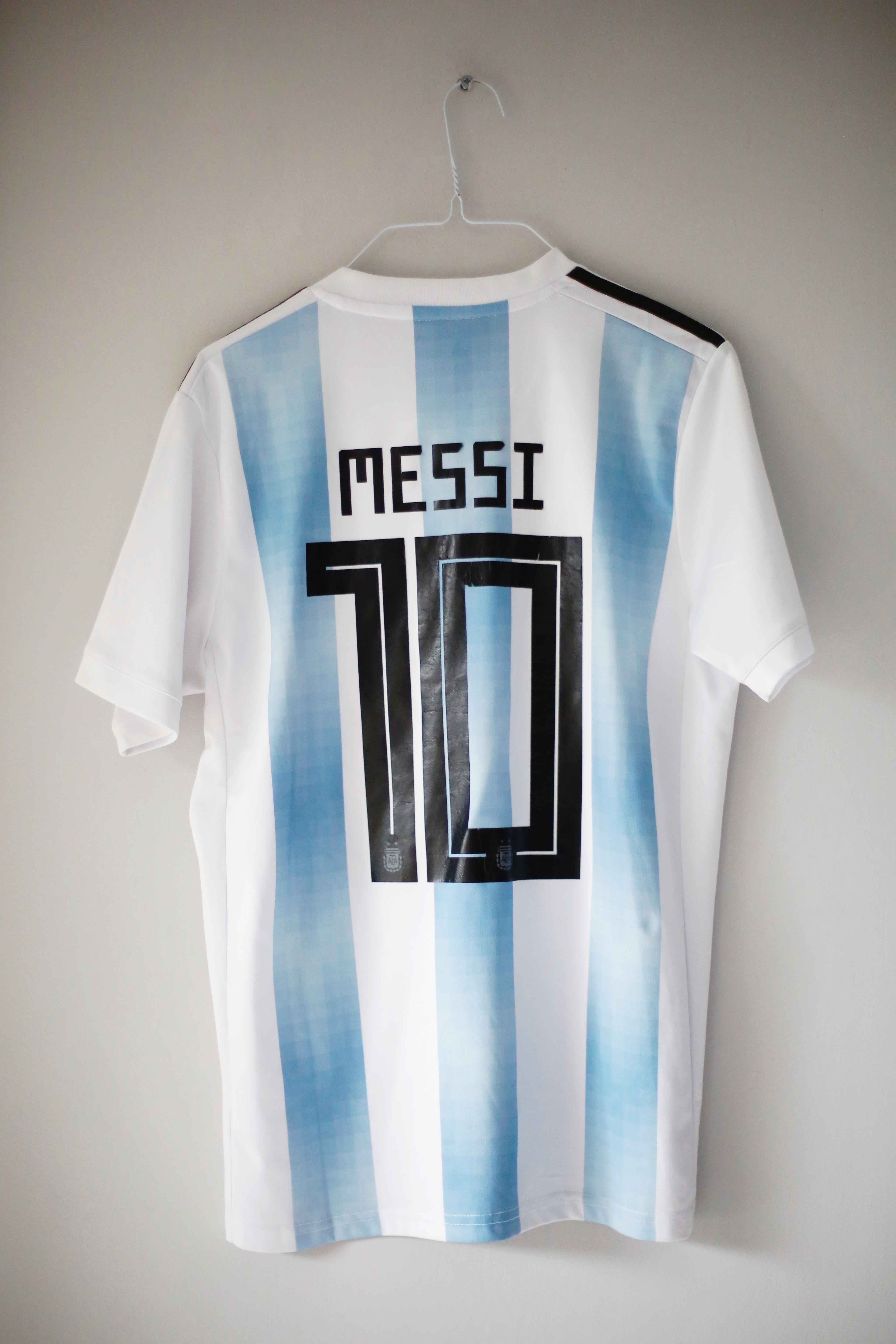 Adidas Messi Shirt blau weiß gestreift M Trikot Fußballshirt