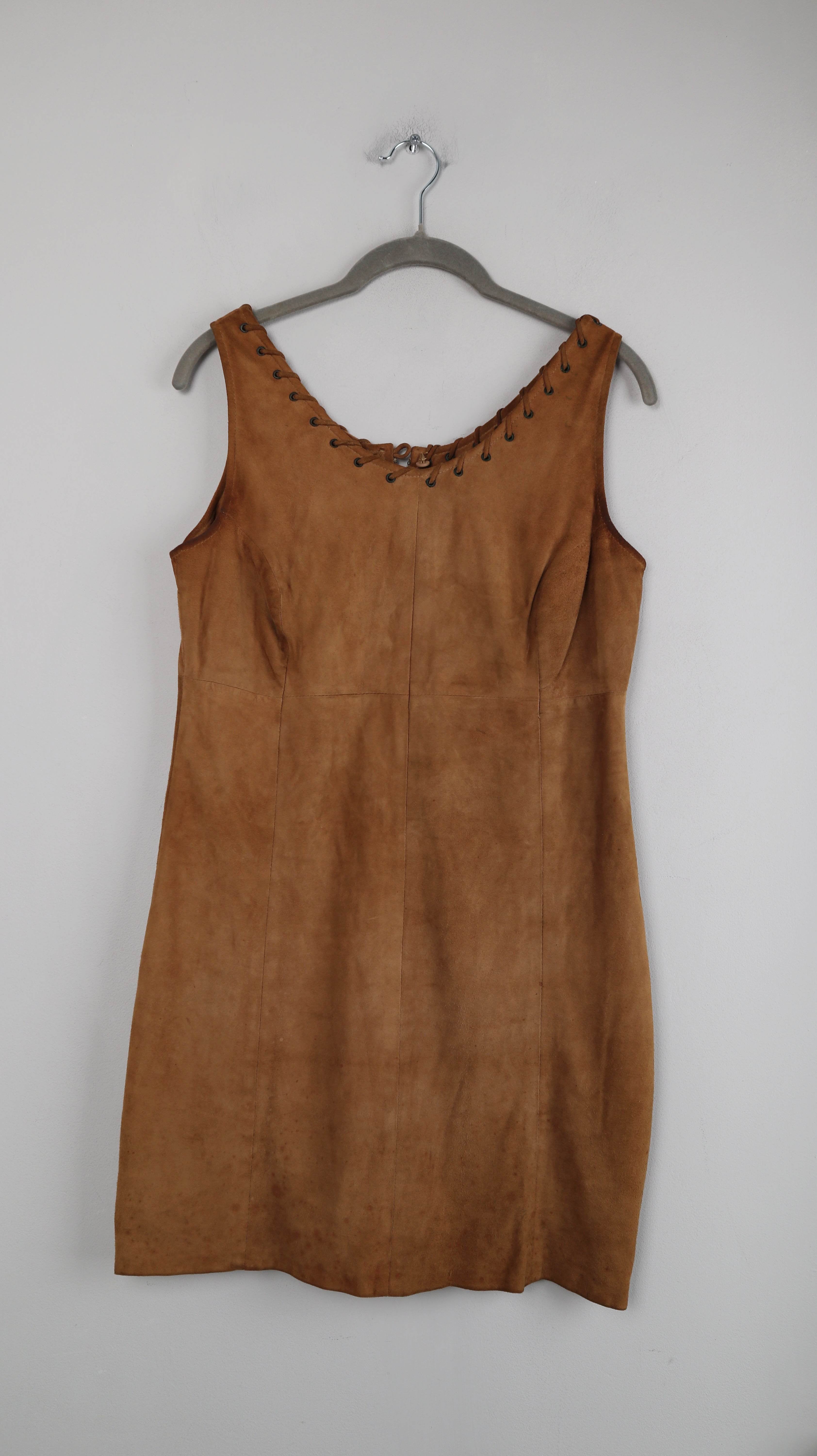 Class Inter Kleid 36 S Wildlederkleid braun Midi Midikleid Indianerkleid