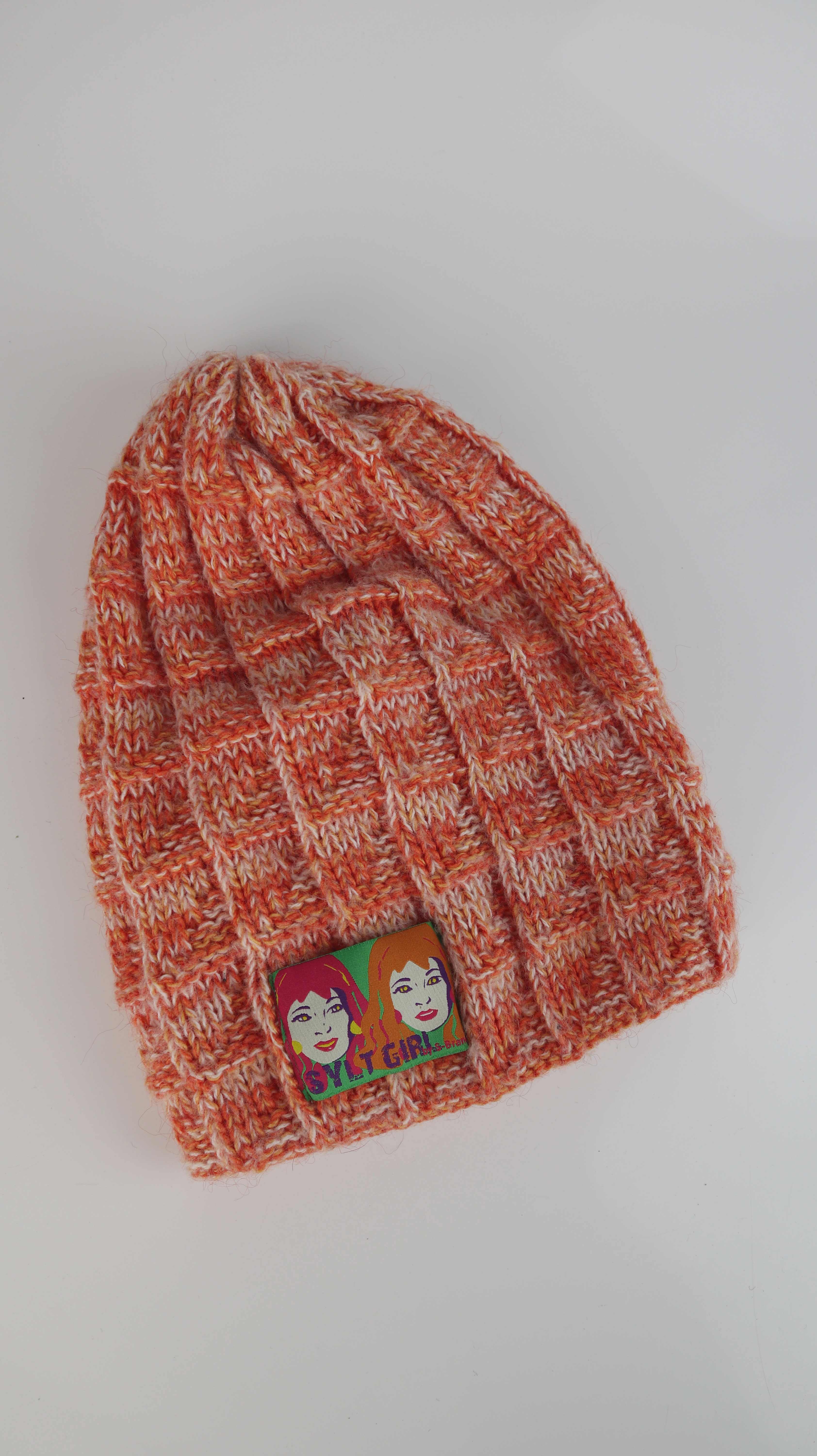Sylt Brands Beanie Mütze Wollmütze Strickmütze Orange
