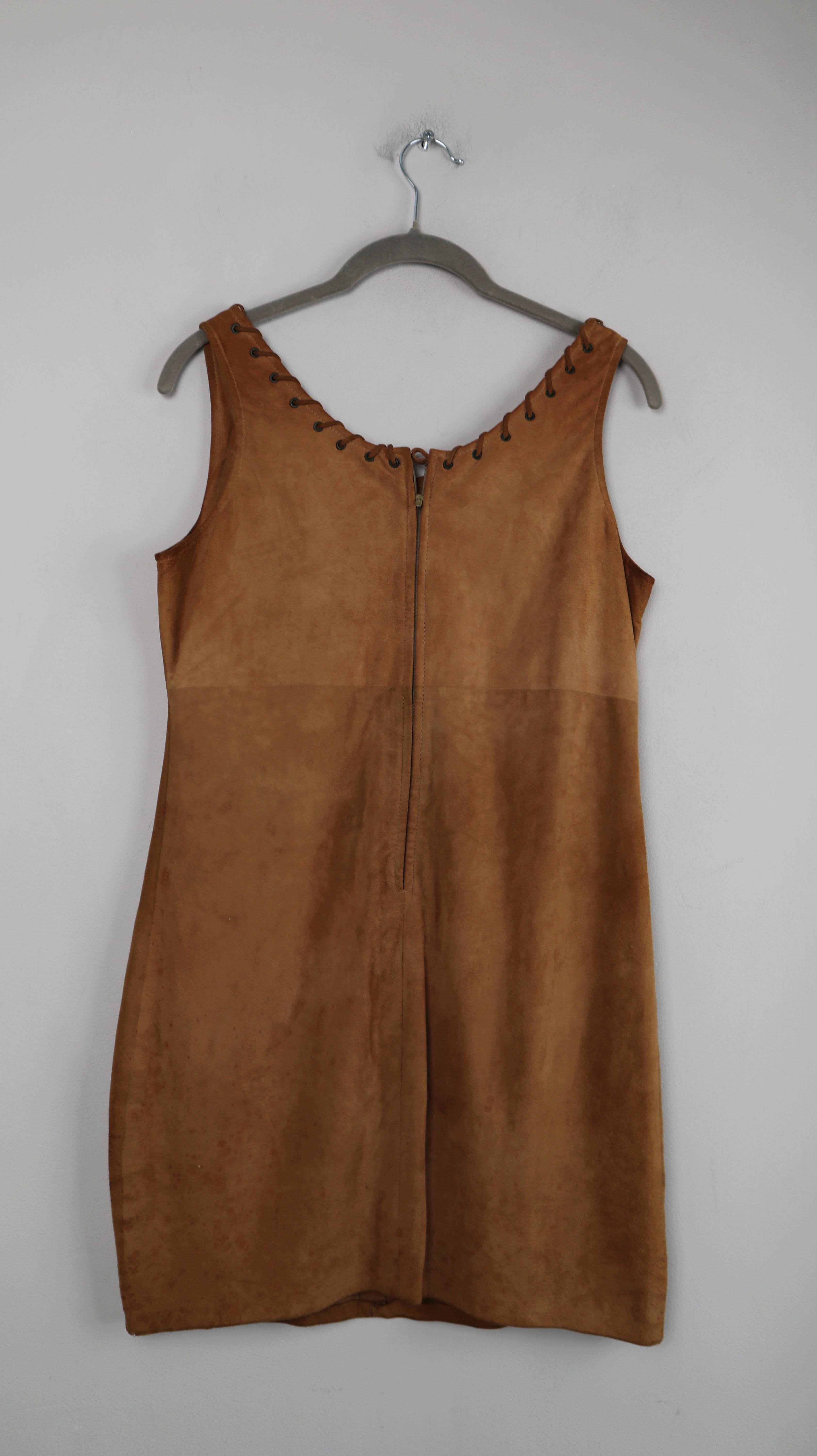 Class Inter Kleid 36 S Wildlederkleid braun Midi Midikleid Indianerkleid