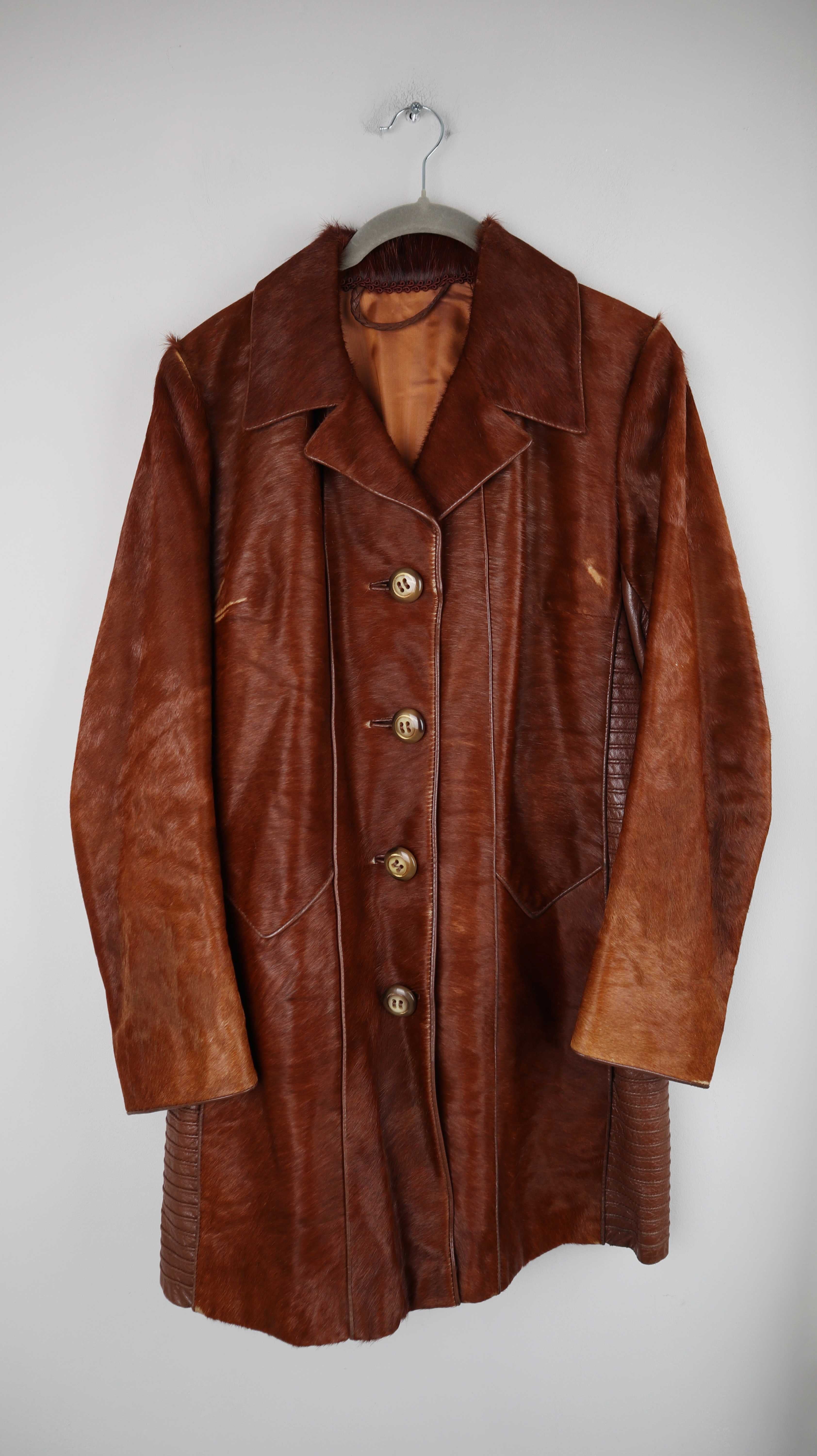 True Vintage Mantel braun Fellmantel Felljacke 38 M Kuhfellmantel