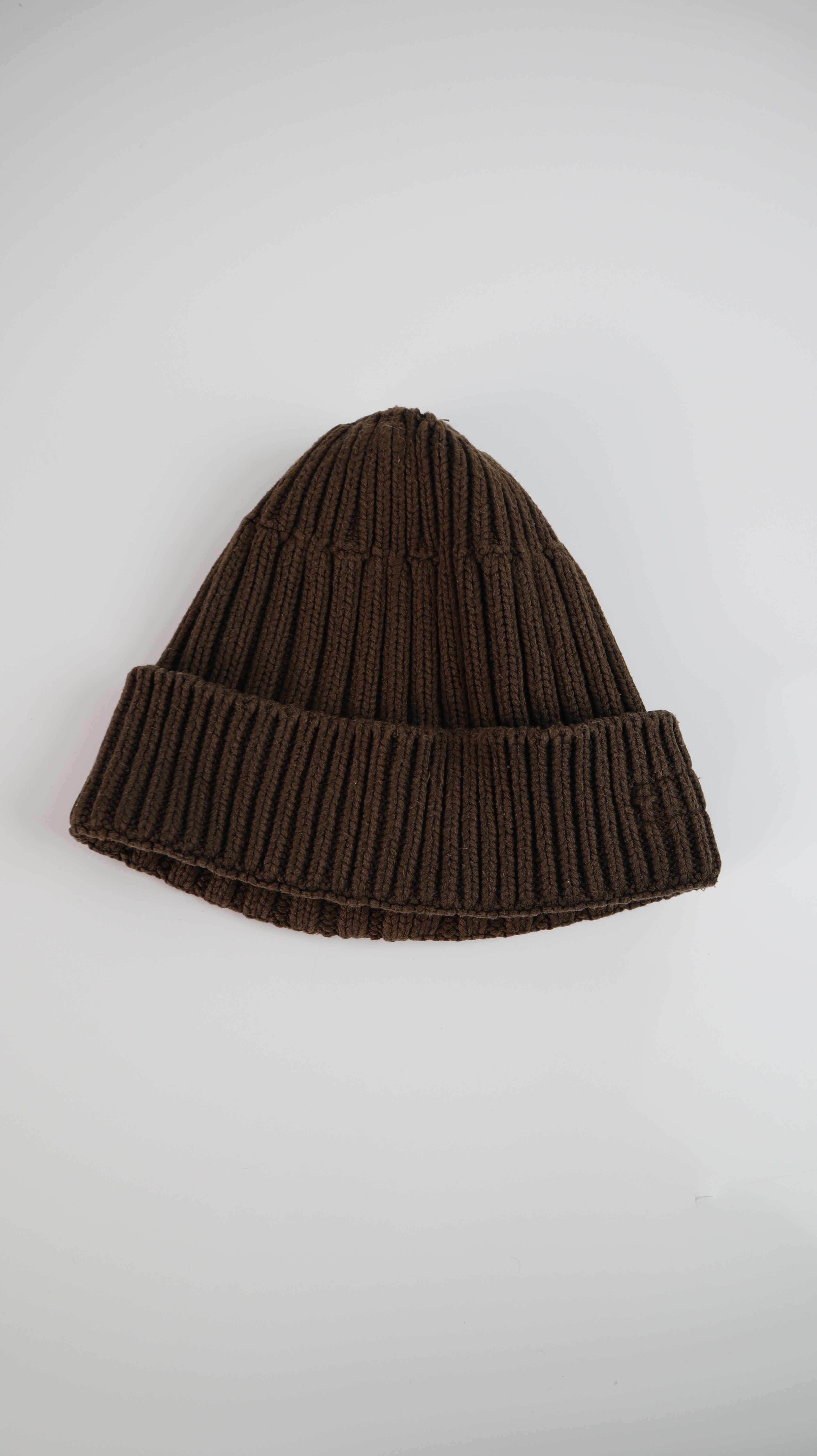 Stone Island Beanie braun ripped Mütze Baumwolle dunkelbraun