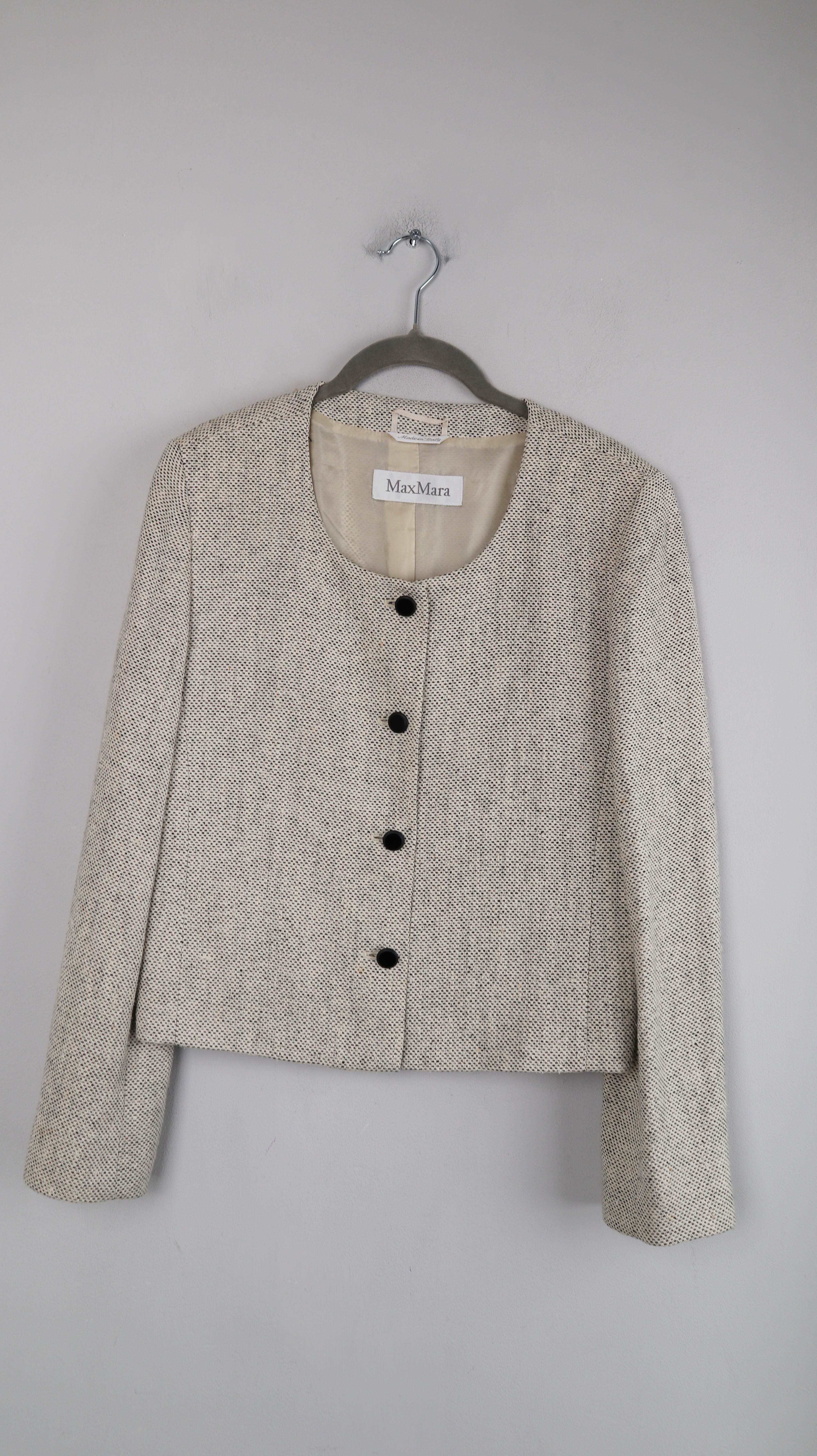 Max Mara Blazer true Vintage Creme Beige 38 M Weiß Schwarz