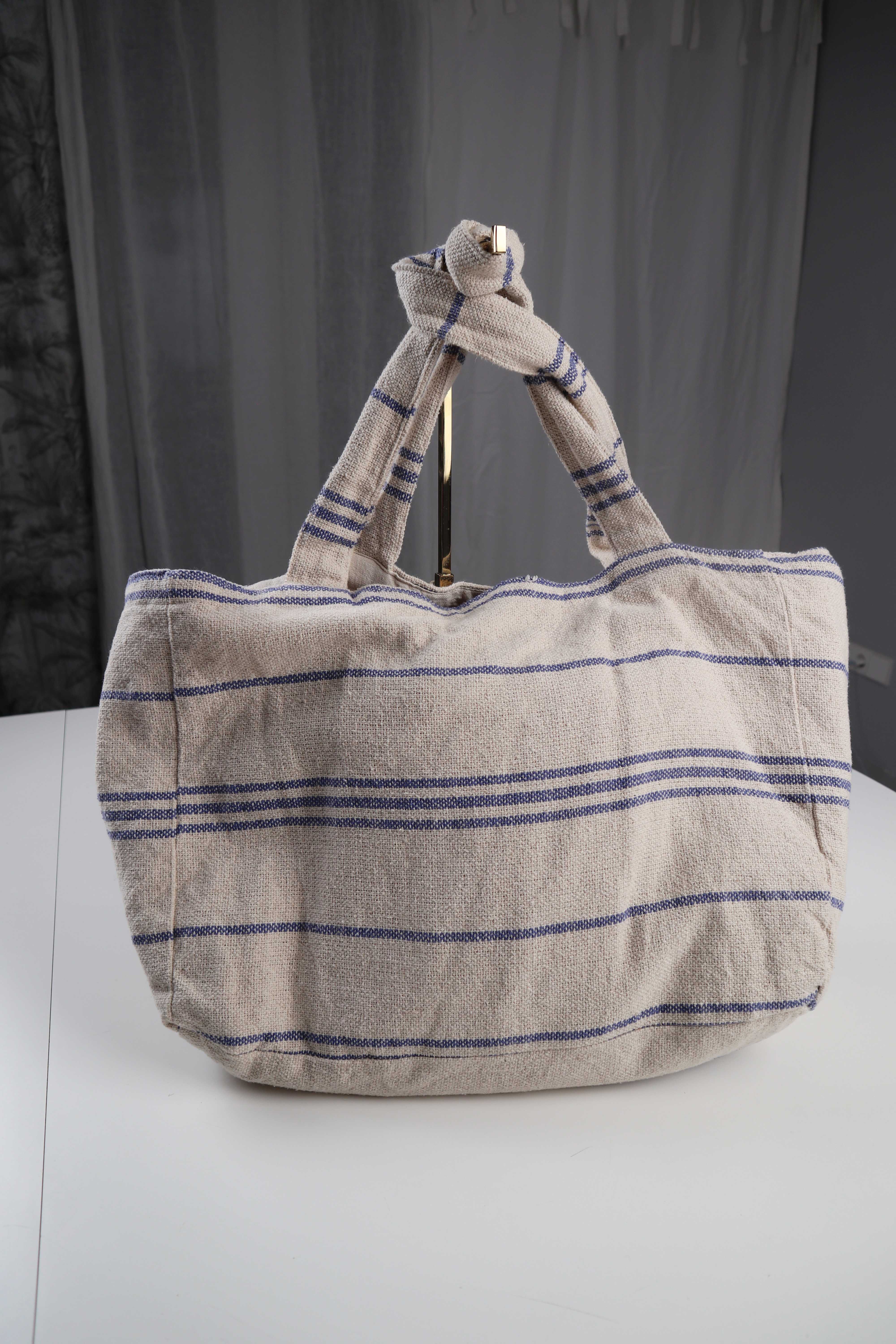 Calma Tasche Beige Beutel Beuteltasche Strandtasche gestreift Stofftasche