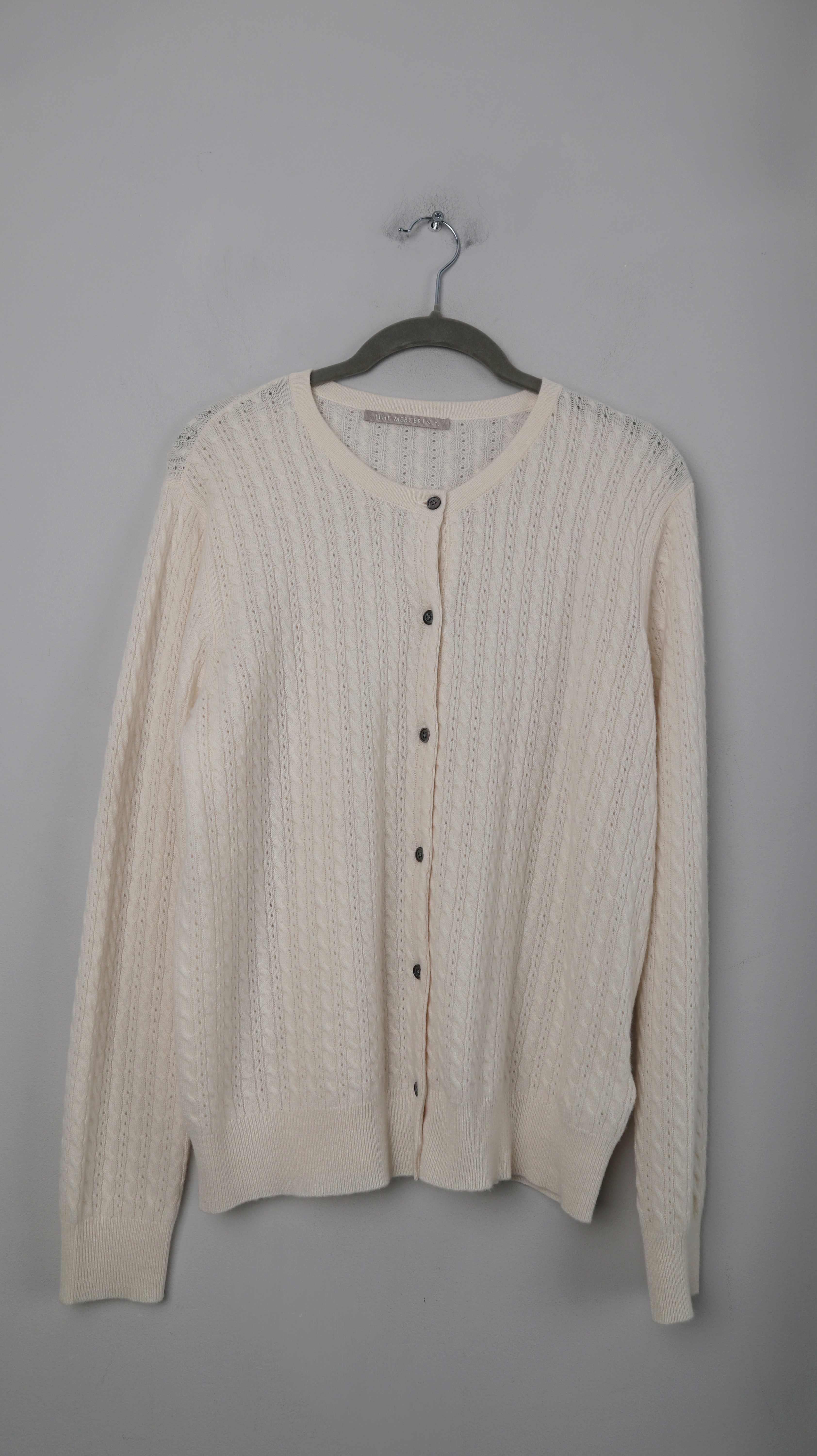 (The Mercer) N.Y. Cardigan Strickjacke Creme Cashmere Zopfmuster