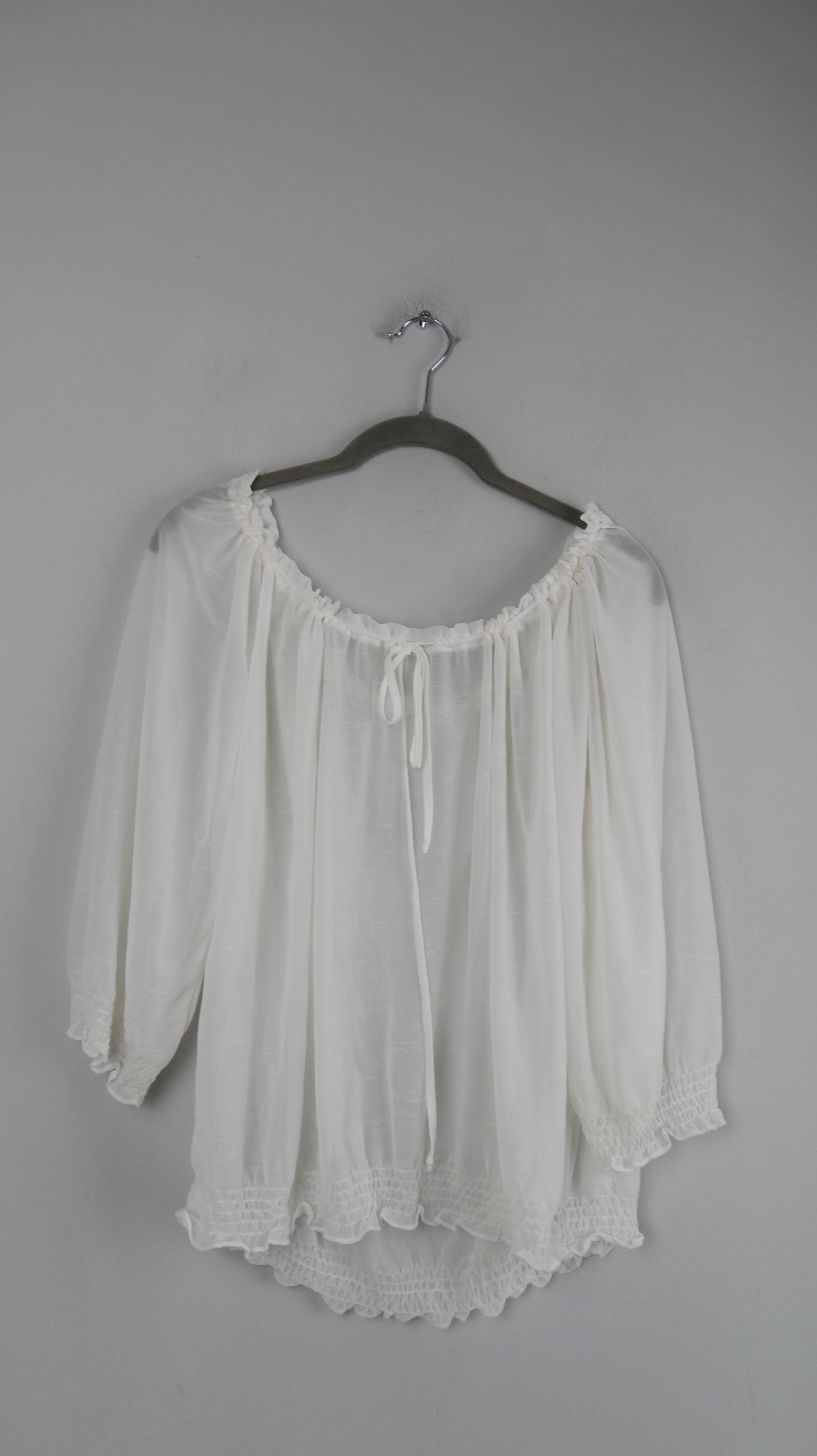 Bluse weiß Carmenbluse transparent 38 M 40 L