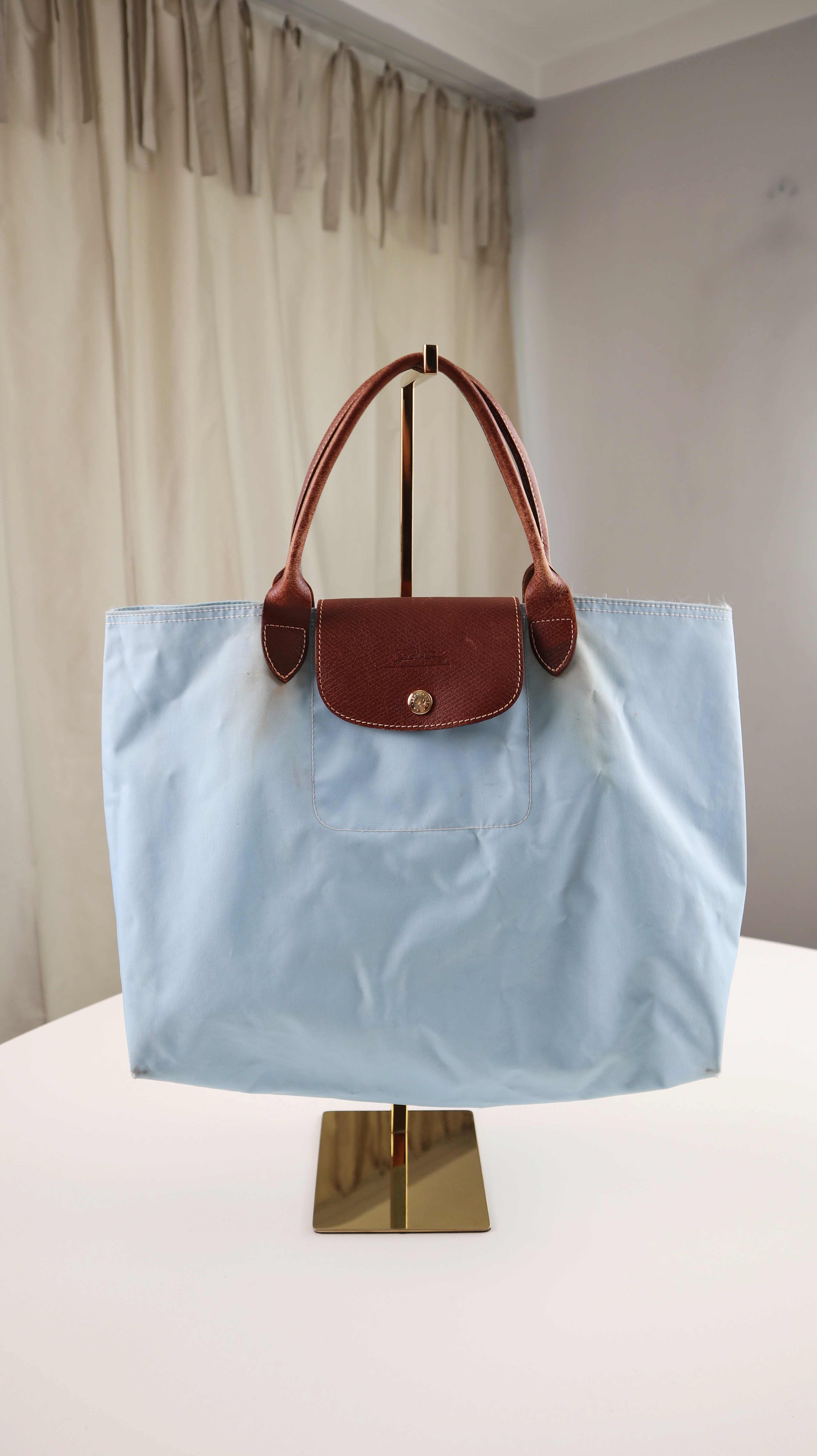 Longchamp Tasche Handtasche Hellblau Henkeltasche Shopper