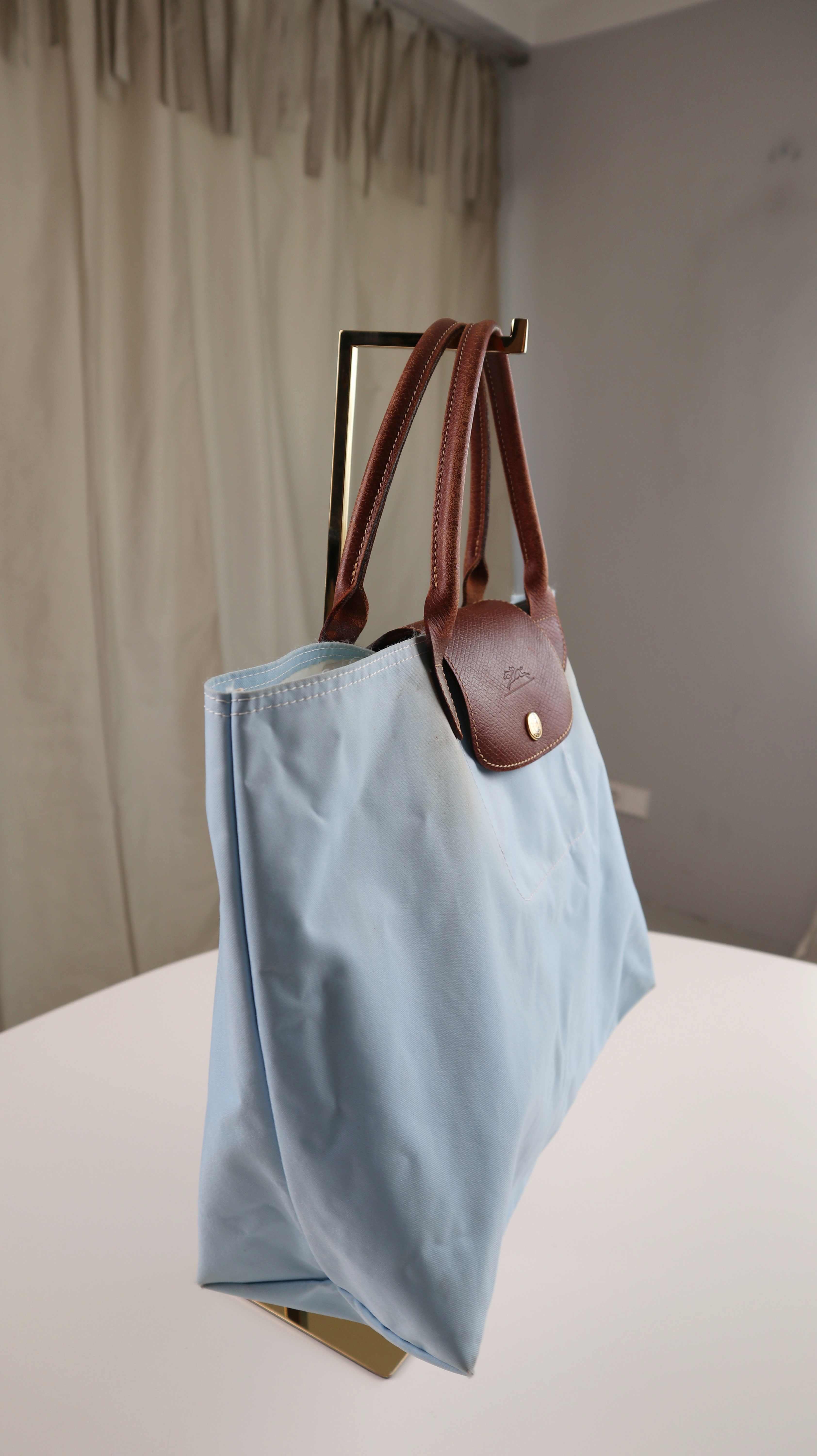 Longchamp Tasche Handtasche Hellblau Henkeltasche Shopper