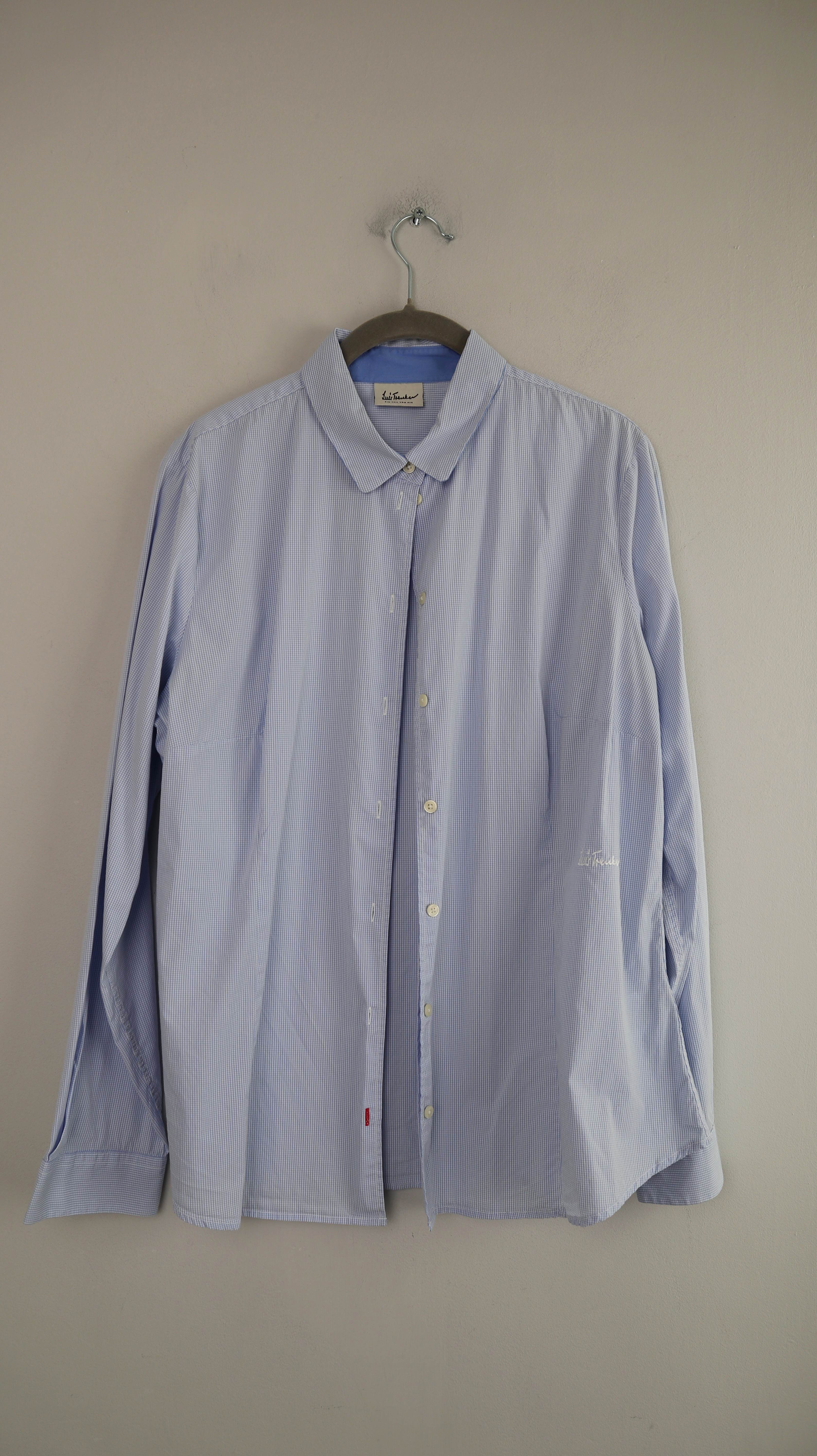 Luis Trenker Mode Blau Hemd XL kariert Hellblau Langarm