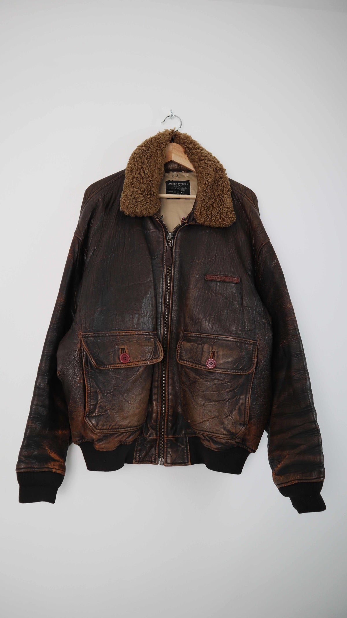 Vintage Avirex Type G-1 Lederjacke Braun XXL Fliegerjacke Top Gun