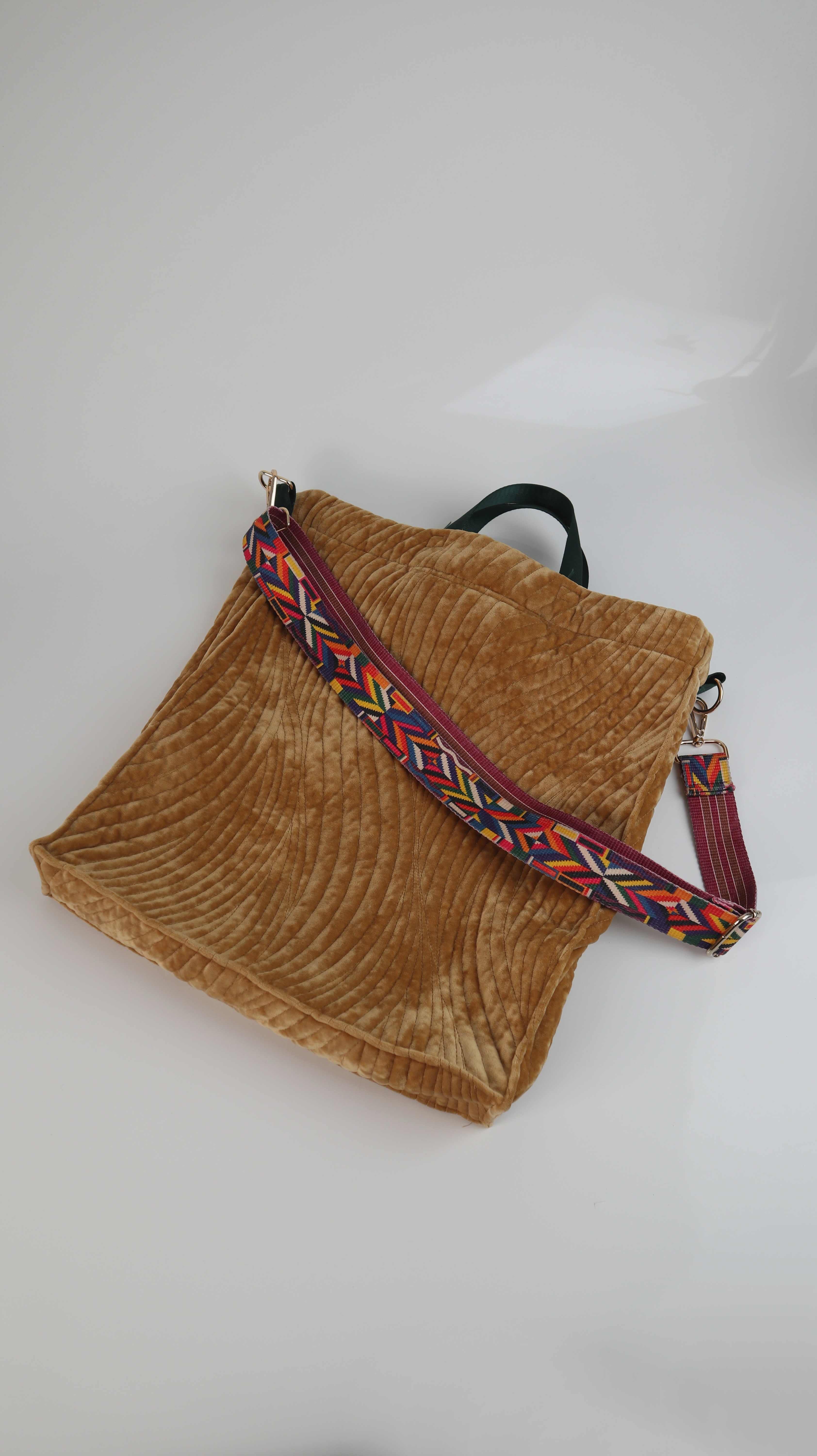 Handmade Tasche Samttasche Umhängetasche gelb Shopper Tragetasche