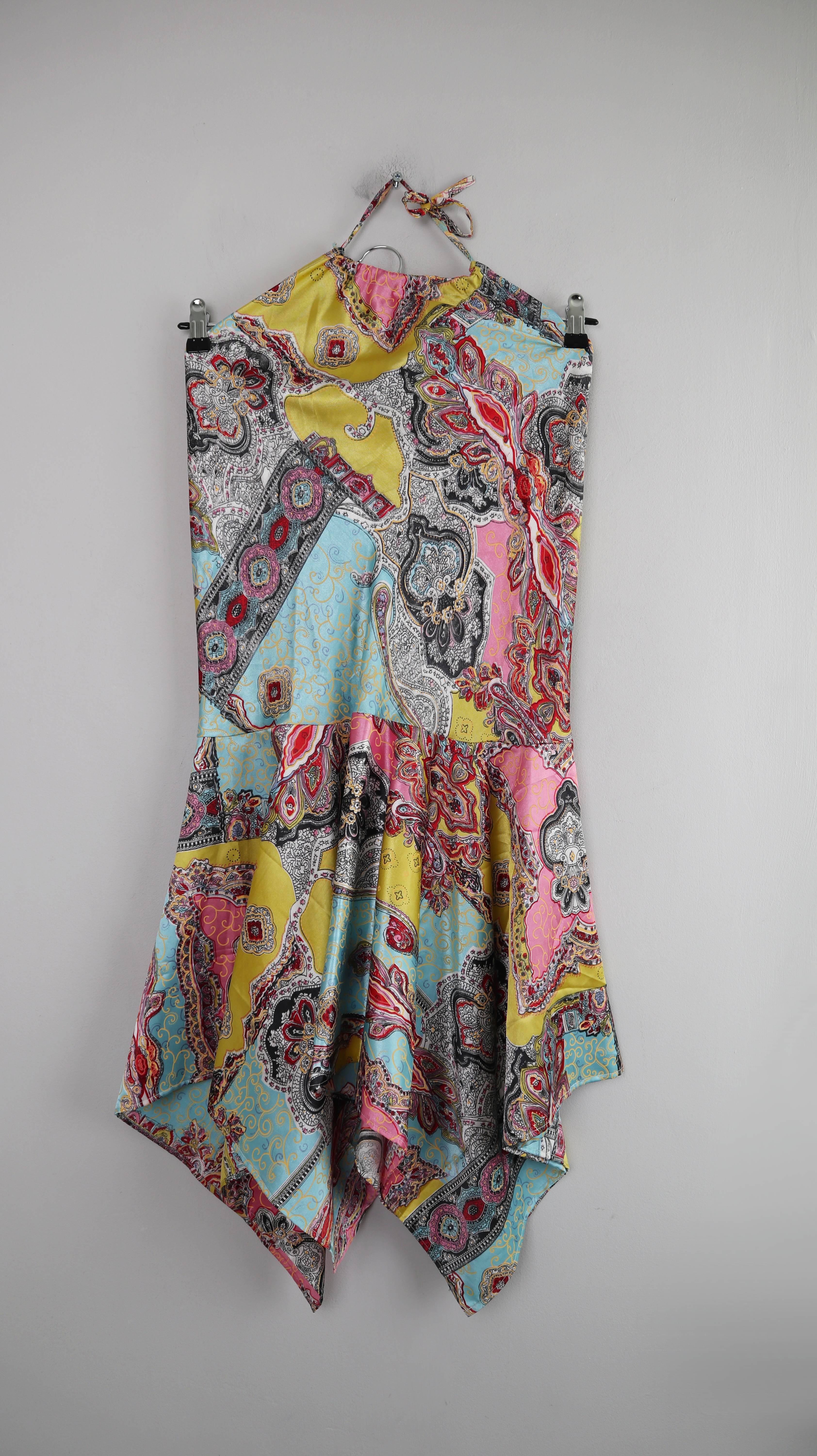 Paola Podesta Kleid Sommerkleid 36 S Paisley Neckholder Midikleid