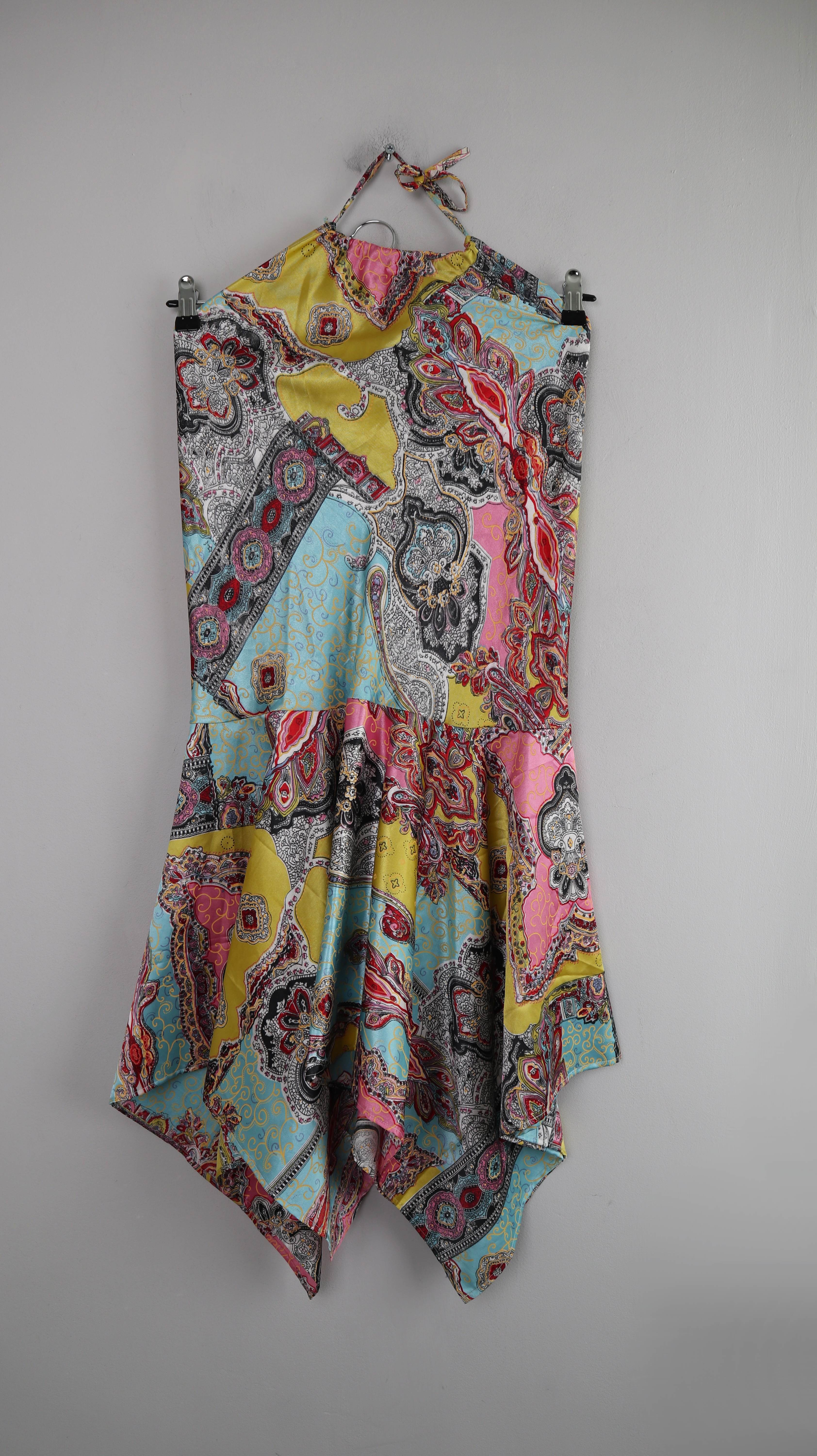 Paola Podesta Kleid Sommerkleid 36 S Paisley Neckholder Midikleid