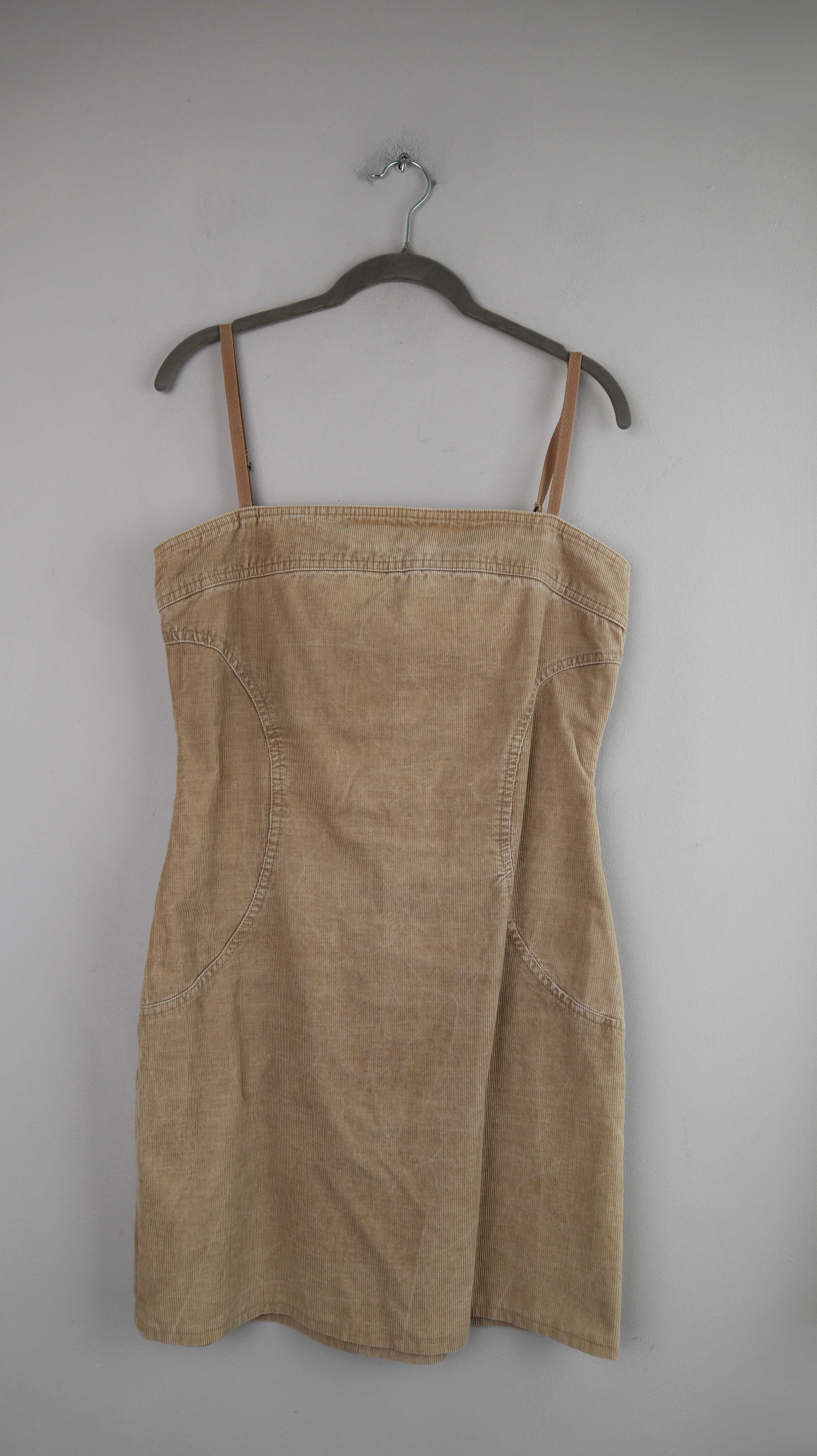 H&M Vintage Kleid Cordkleid Beige 40 L Midi Midikleid Cord