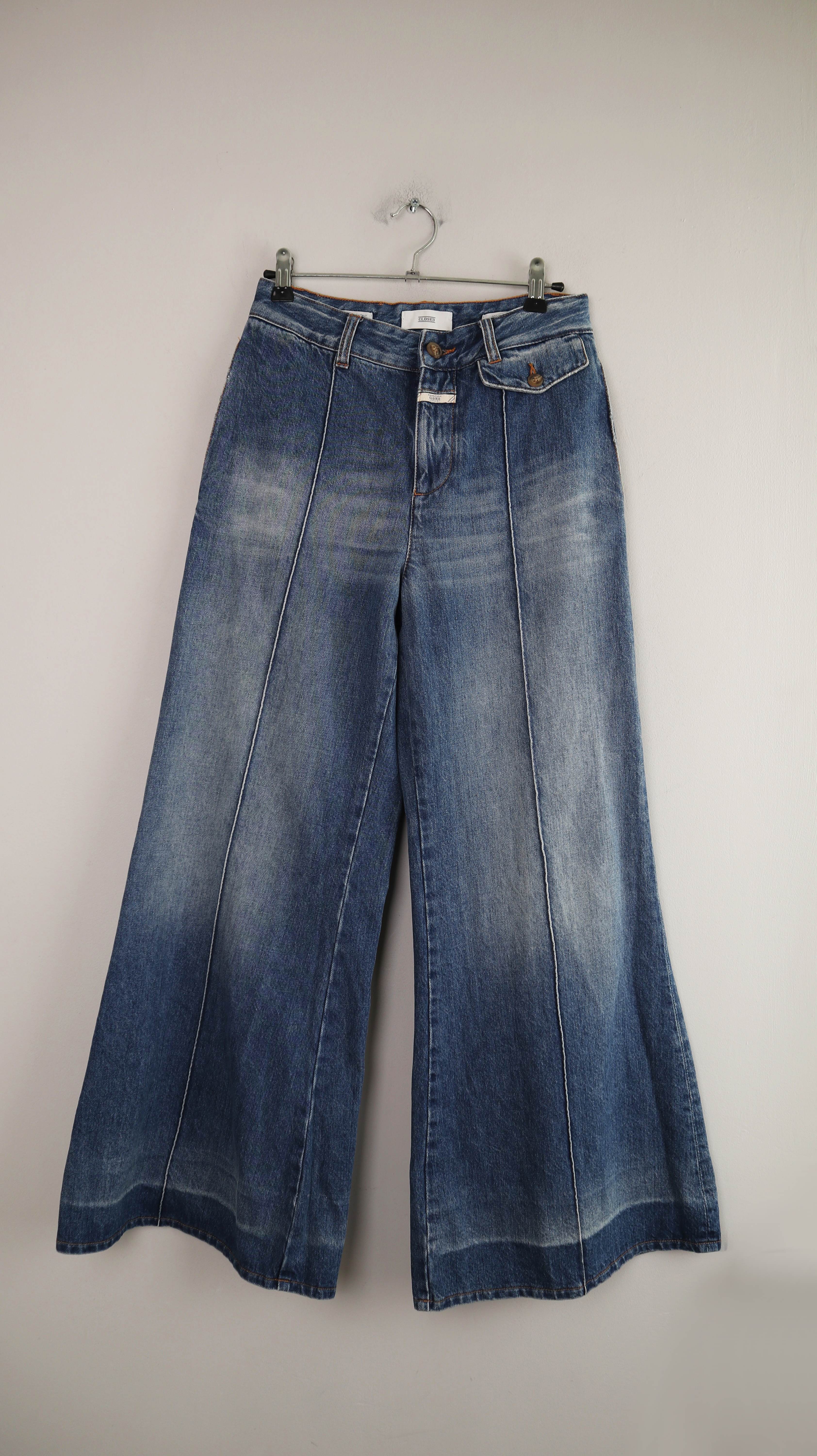 Closed Hose Jeans 25 flared Barrel Jeans 36 S washed denim Blau