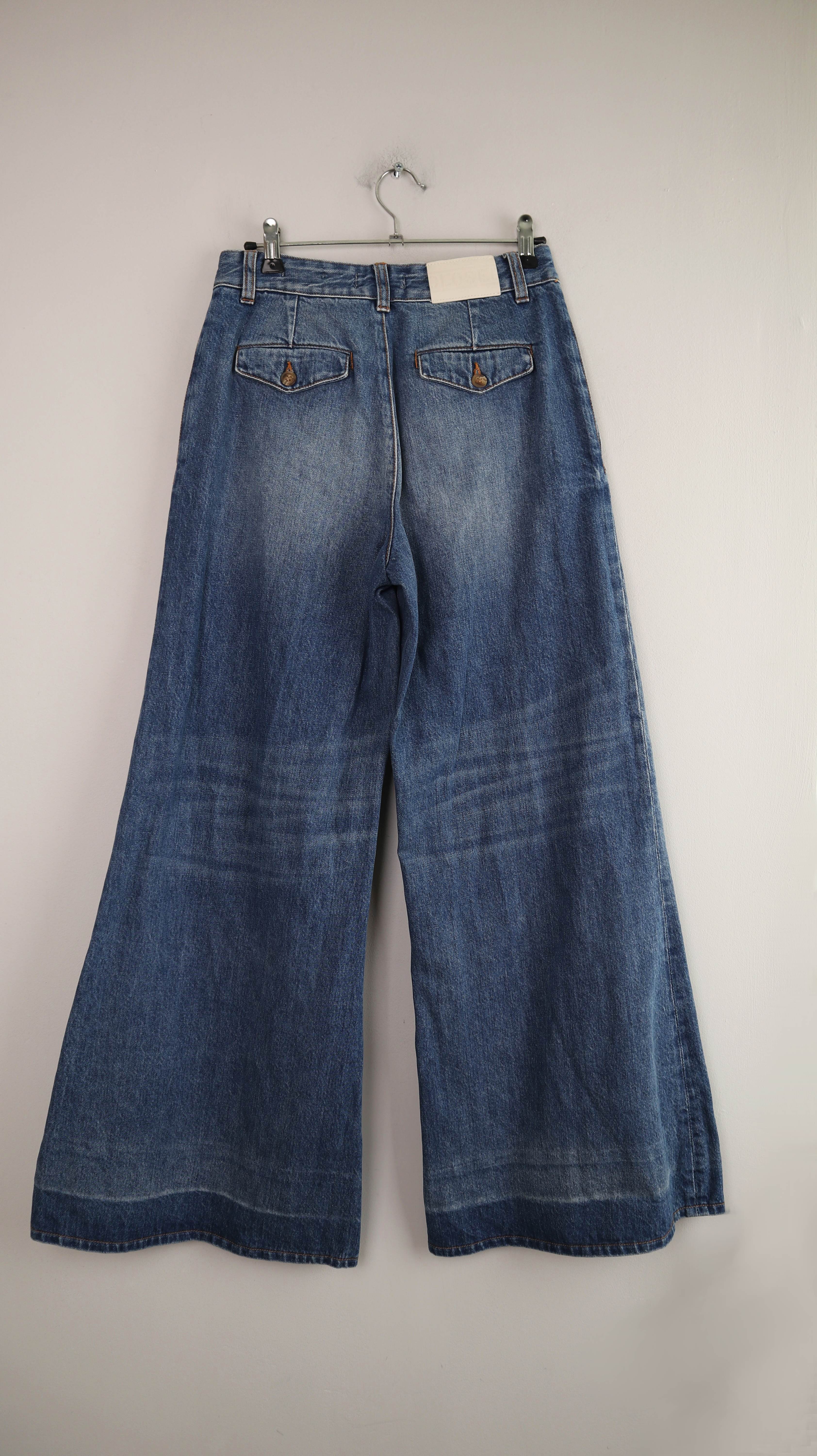 Closed Hose Jeans 25 flared Barrel Jeans 36 S washed denim Blau