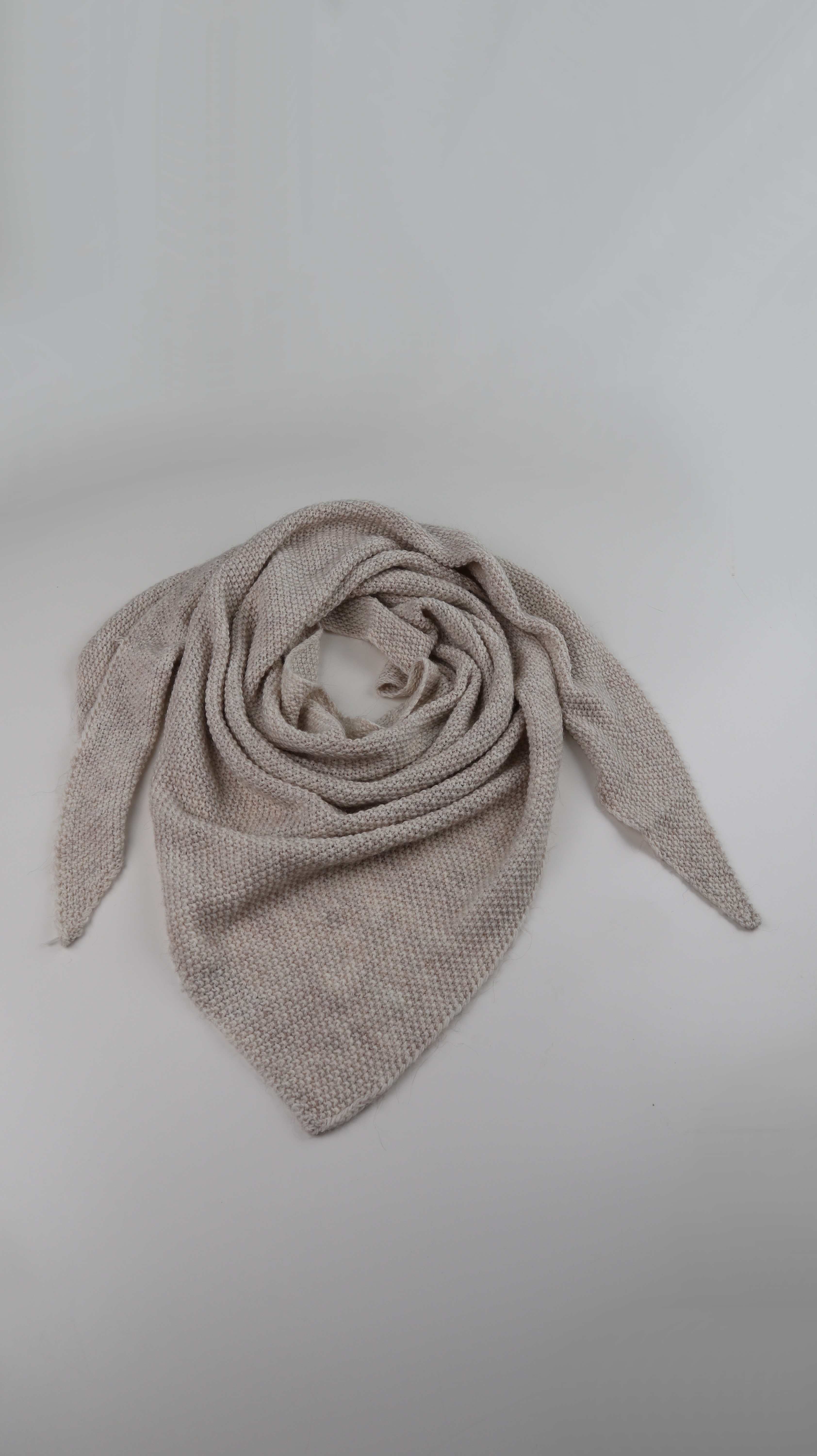 Schal Tuch Creme Beige Stricktuch Dreieckstuch Wolle Wollschal