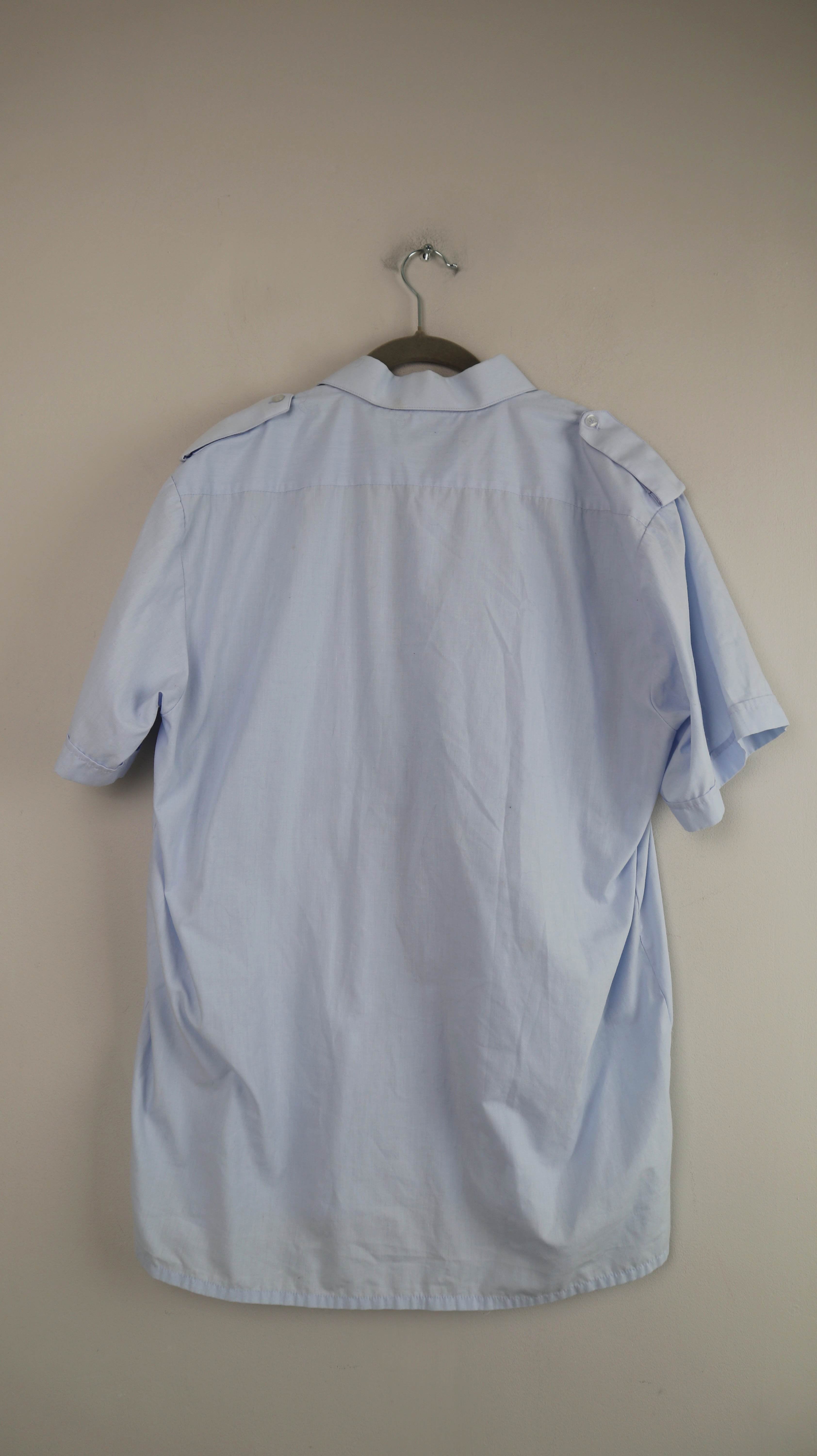 R&K Hemd Blau M Hellblau Military Diensthemd Schulterklappen