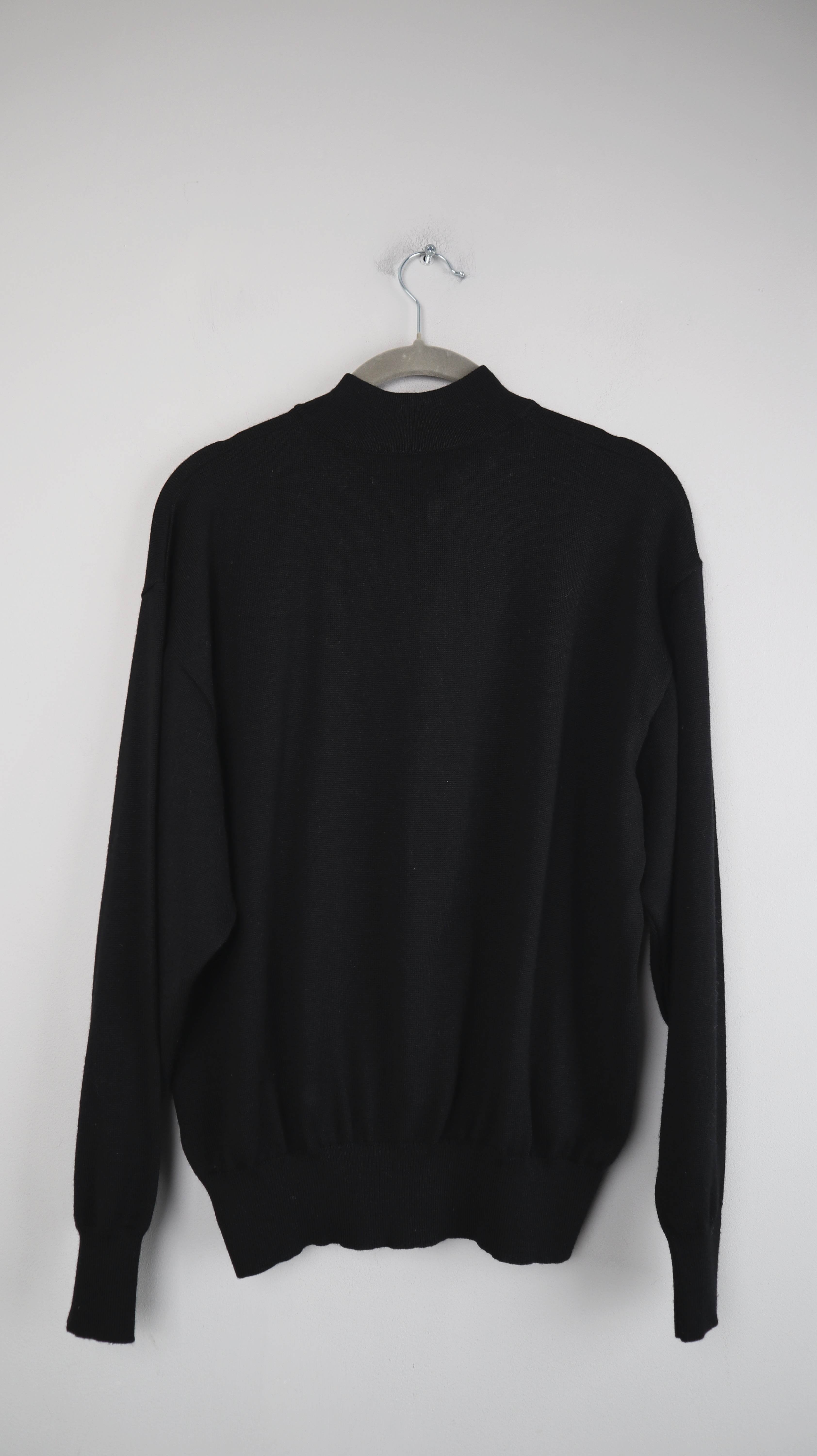 Bode Pullover schwarz 38 M true Vintage geknöpft Wolle Wollpullover