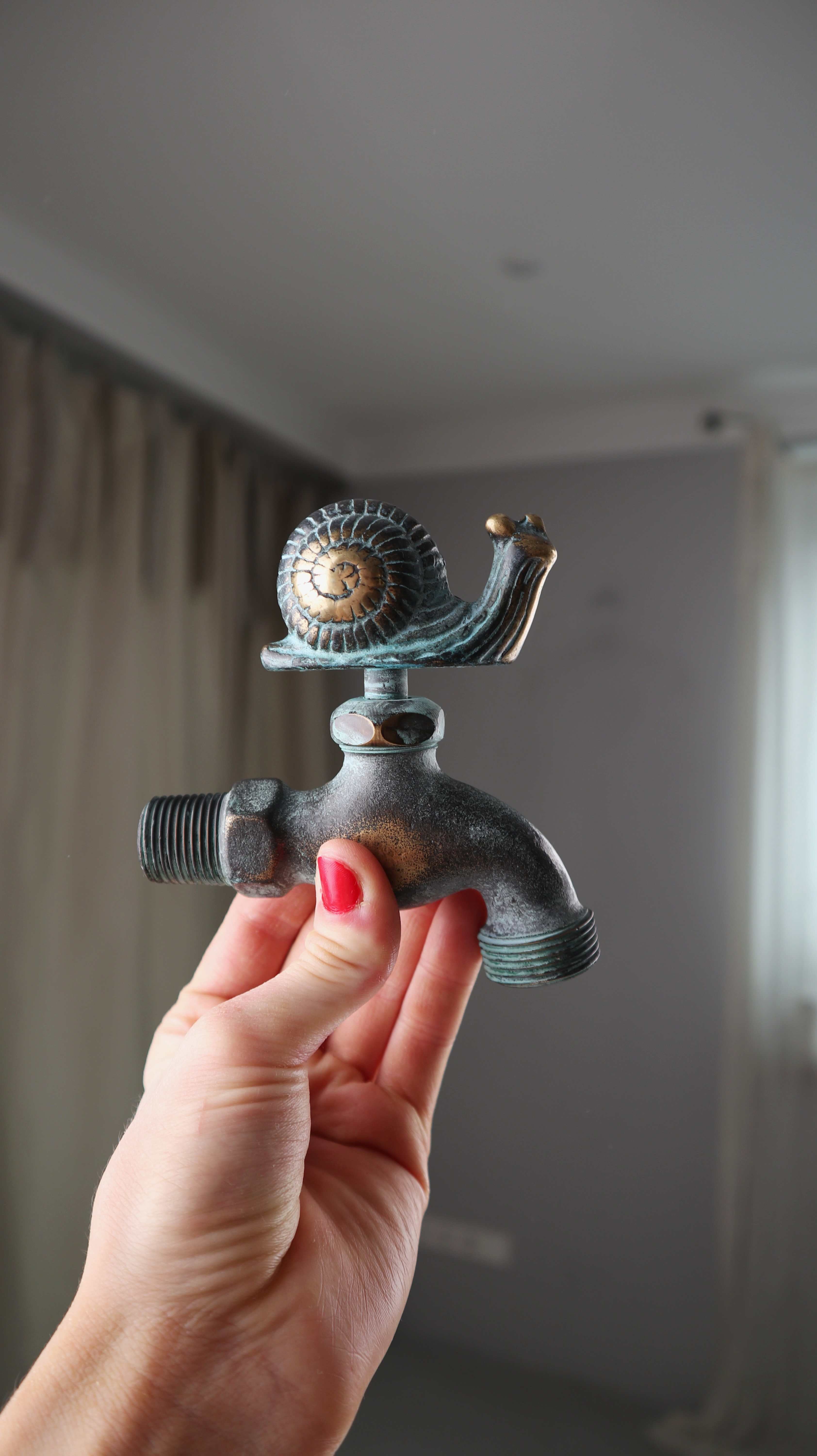 Auslaufventil Nostalgie Auslaufventil Schnecke 1/2 Zoll patiniertes Messing