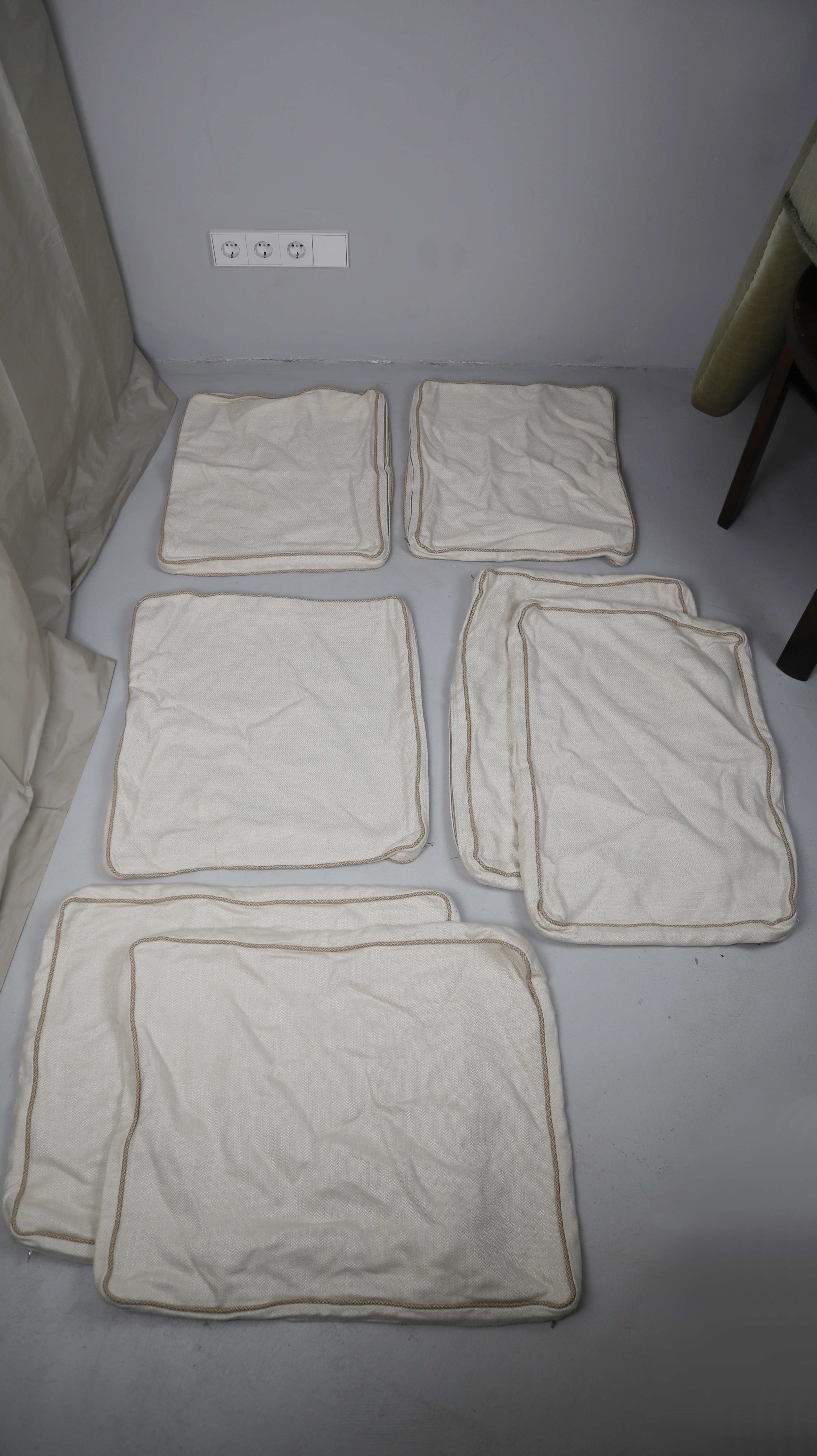 7 Kissenbezüge Sofakissenbezüge Creme Beige Baumwolle Polsterkissen