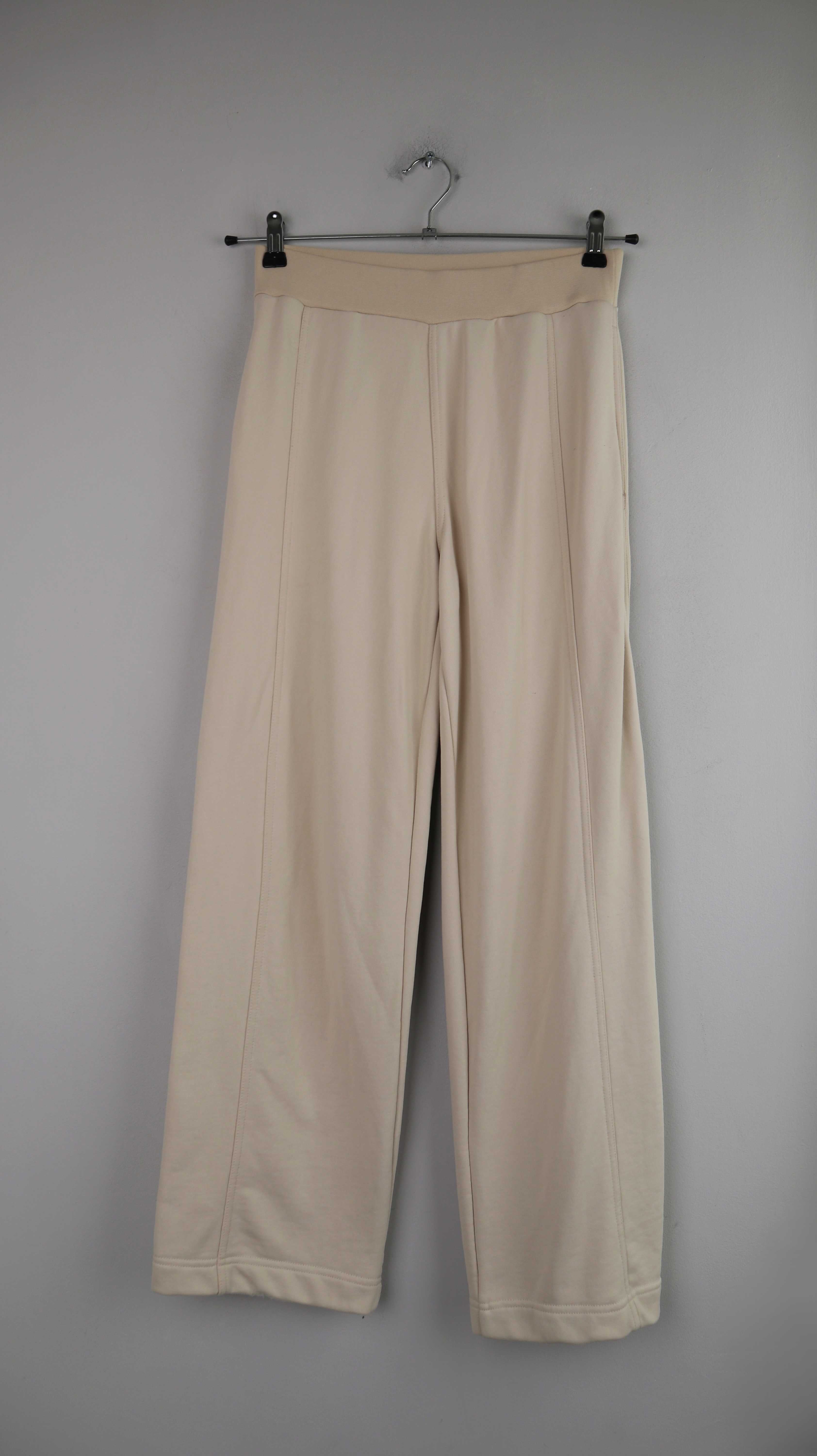 Stoffhose Beige 38 M flared Jogger Jogginghose Creme Nude