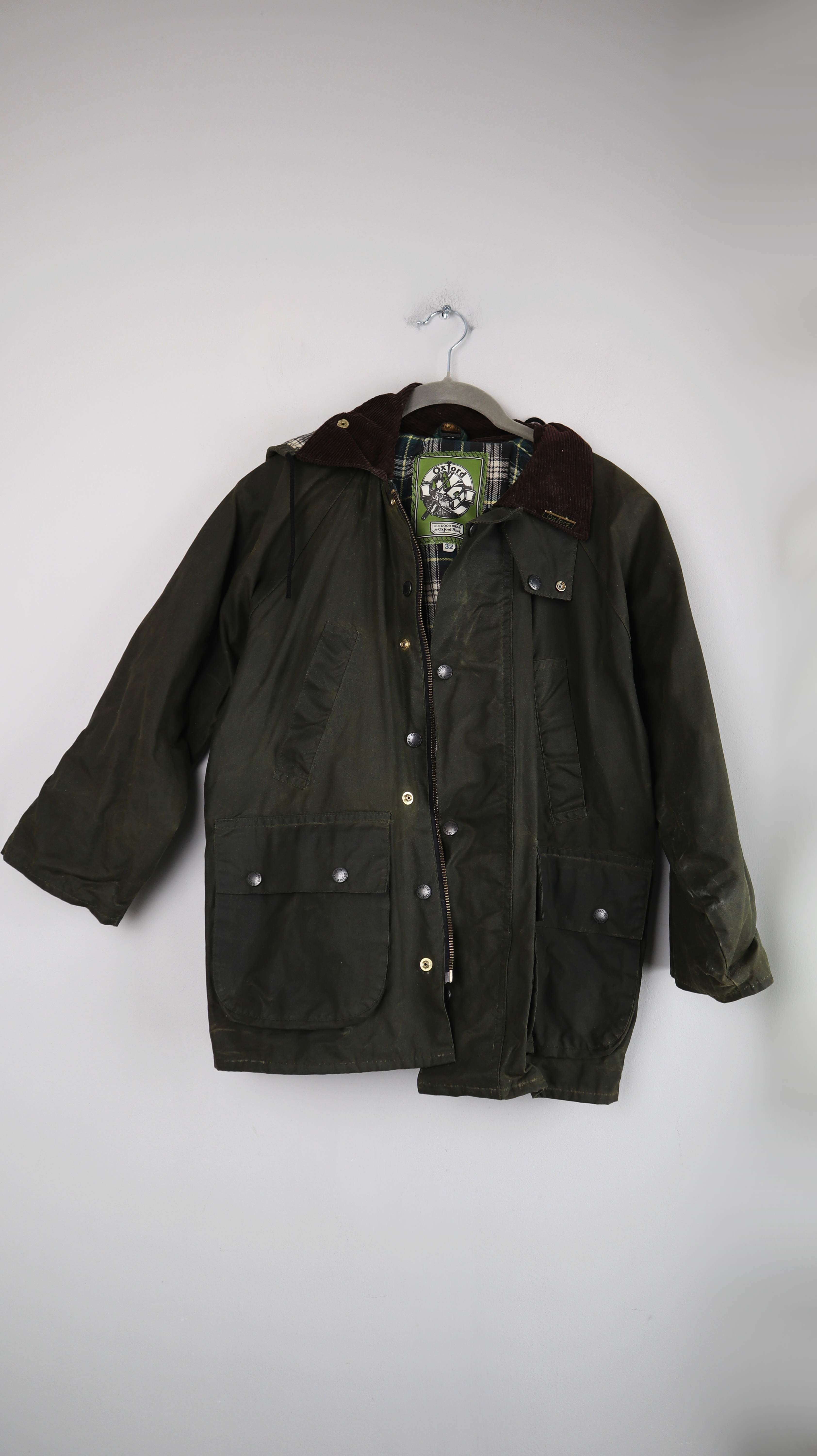 Oxford Kinderjacke Wachsjacke grün 32 Dunkelgrün Wax Jacket