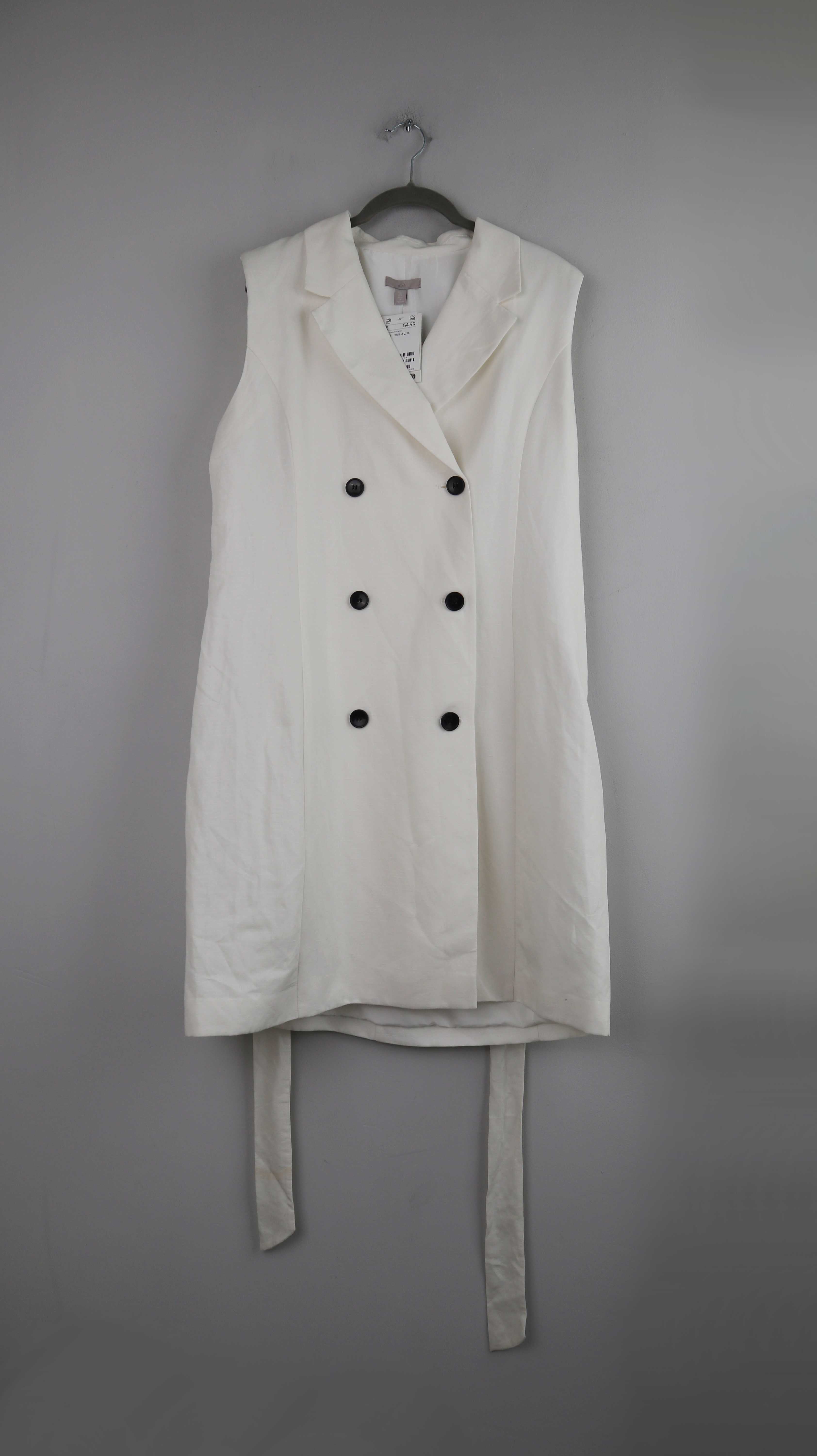 H&M Weste weiß neu 40 L Geknöpft Oberteil Westenkleid
