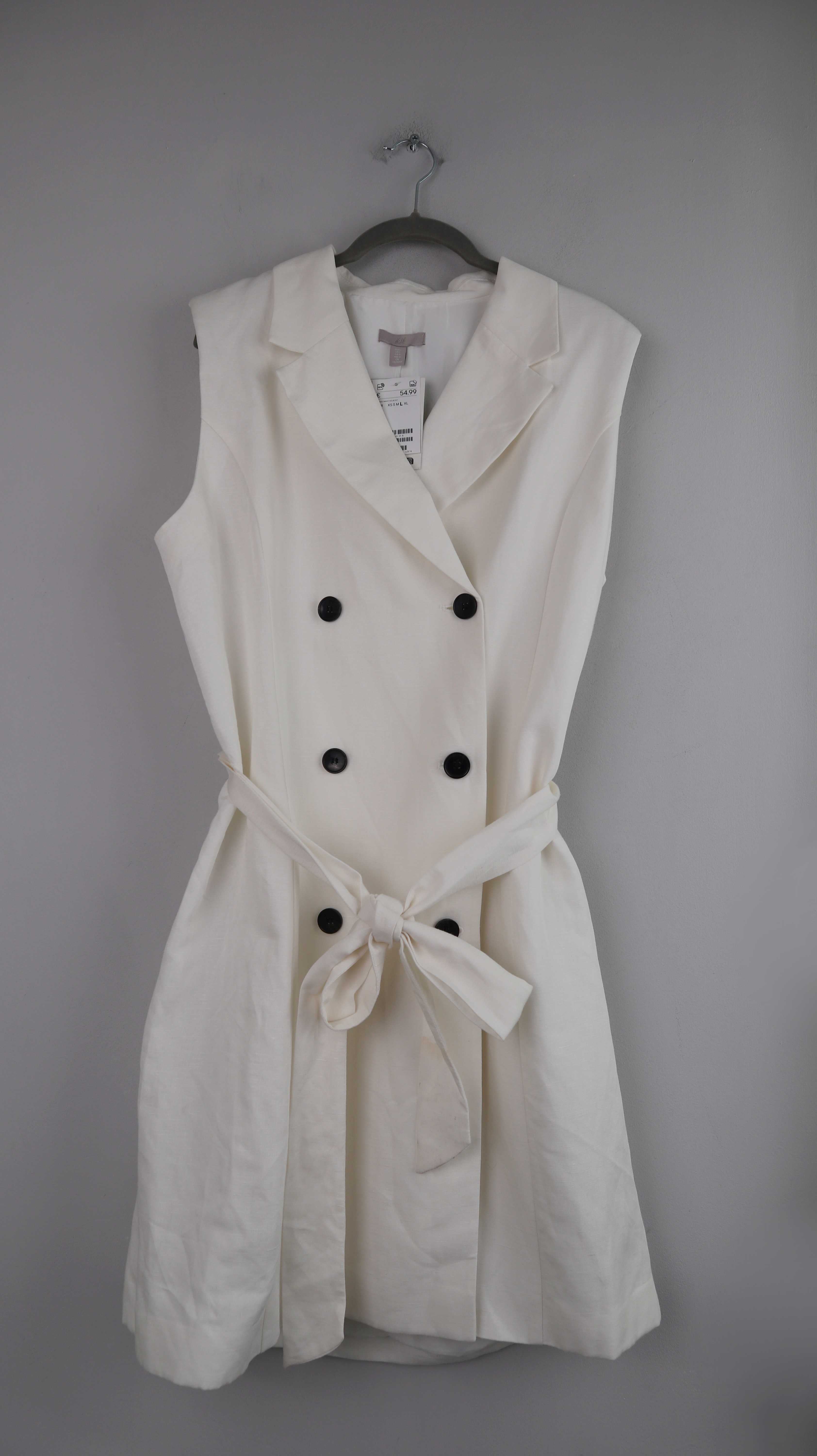 H&M Weste weiß neu 40 L Geknöpft Oberteil Westenkleid