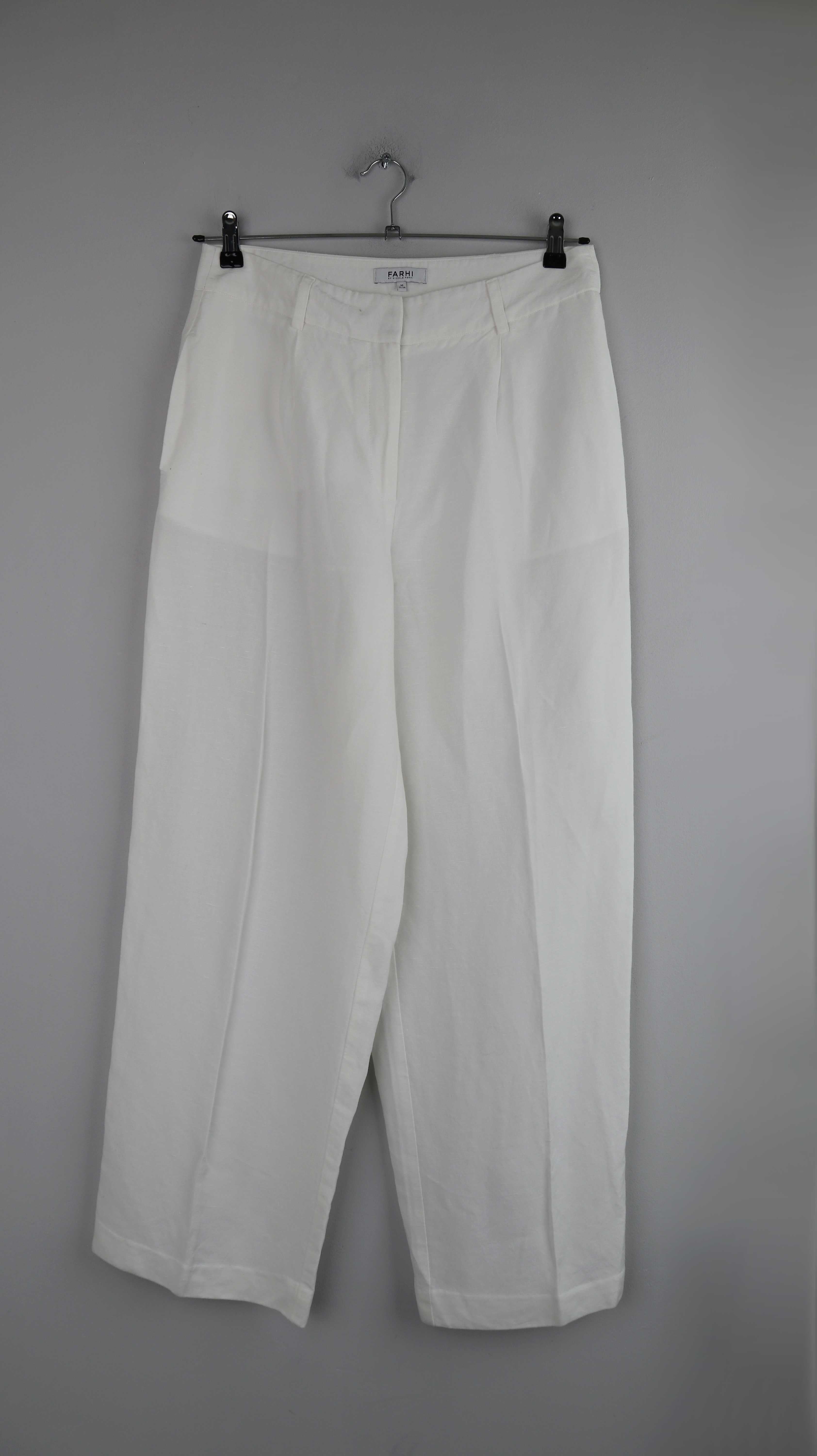 Farhi Hose weiß Leinenhose Leinen straight leg 38 M Sommerhose