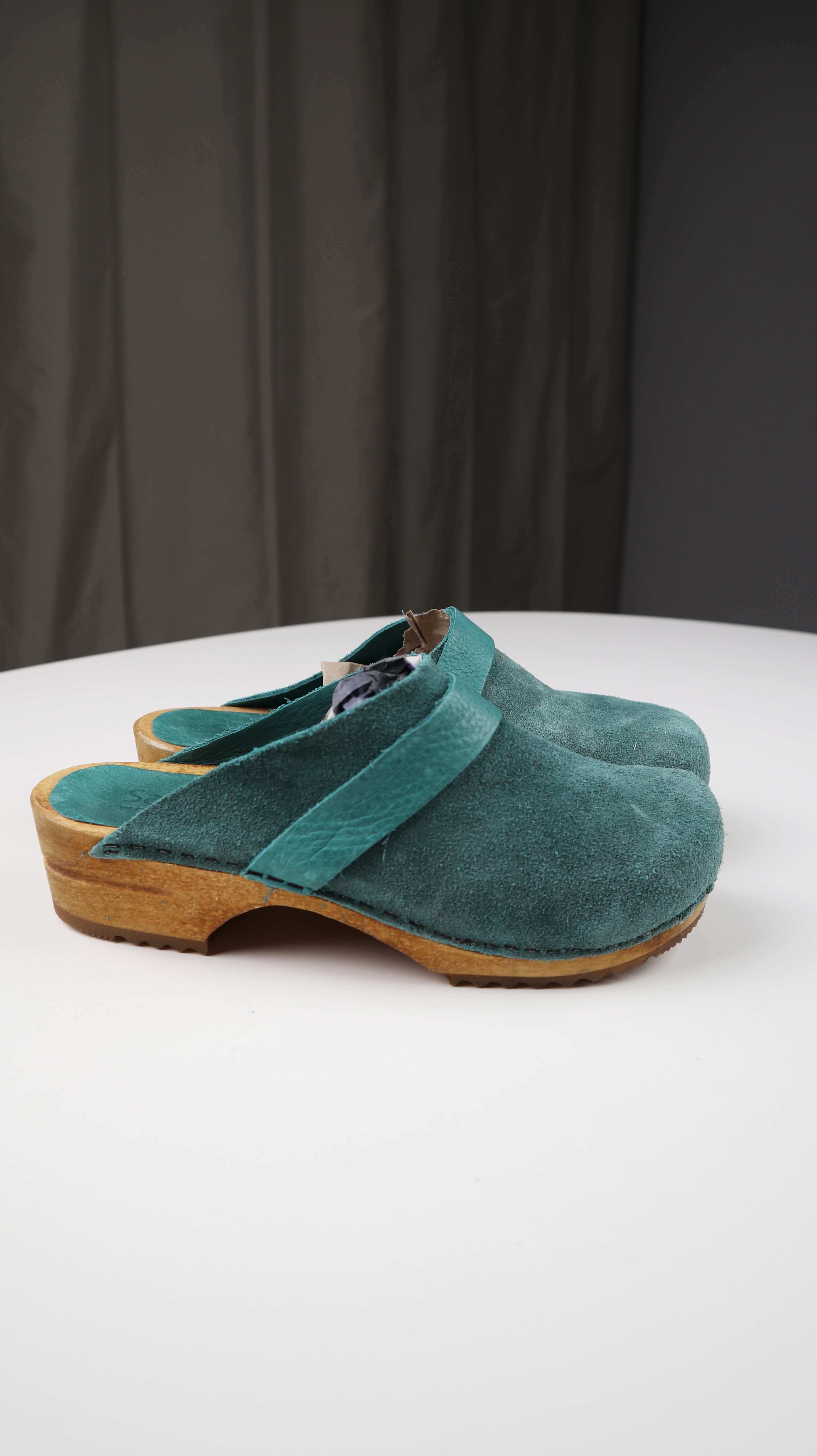 Sanita Clogs Schwedenclogs Holzclogs 38 Wildleder Türkis Blau