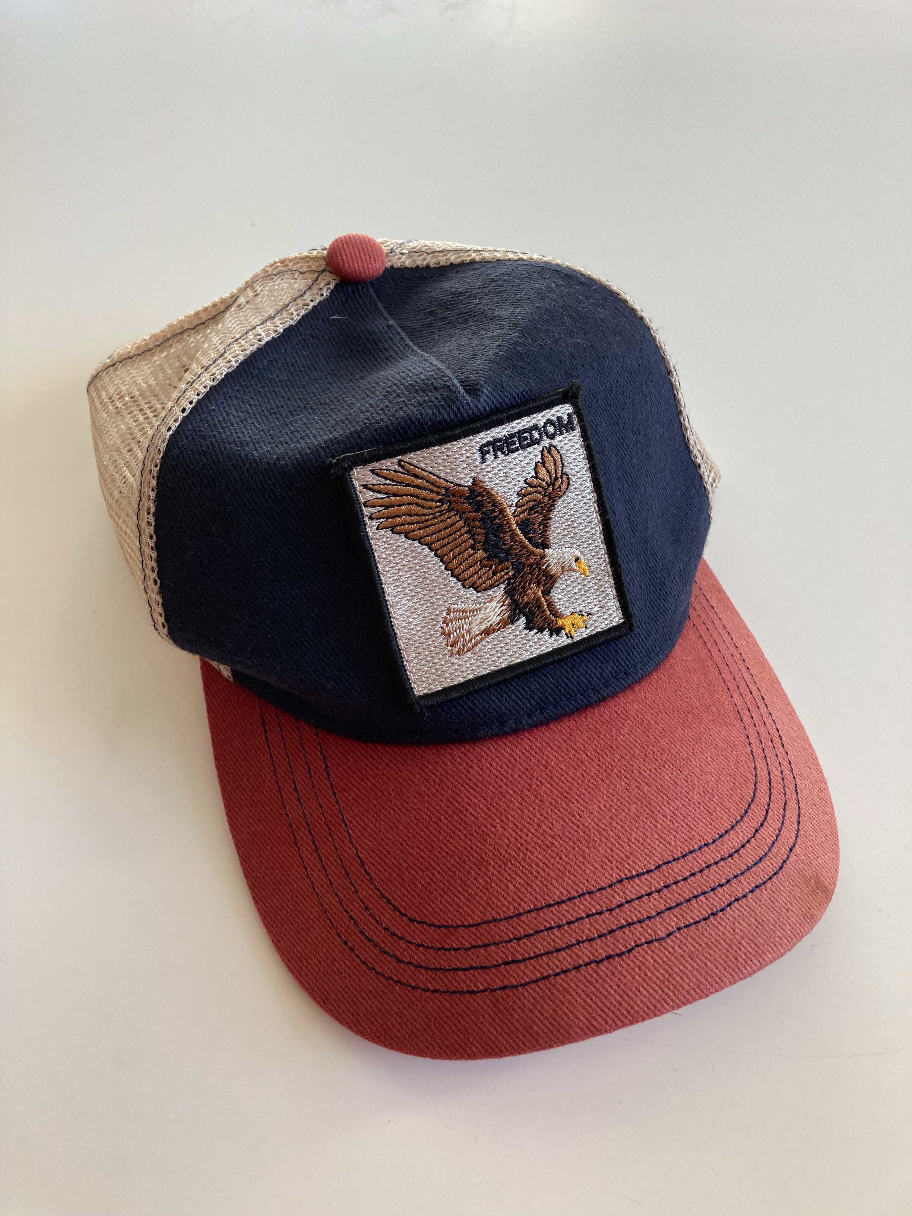 Freedom Cap Rot Blau washed used Schirmmütze Trucker Cap