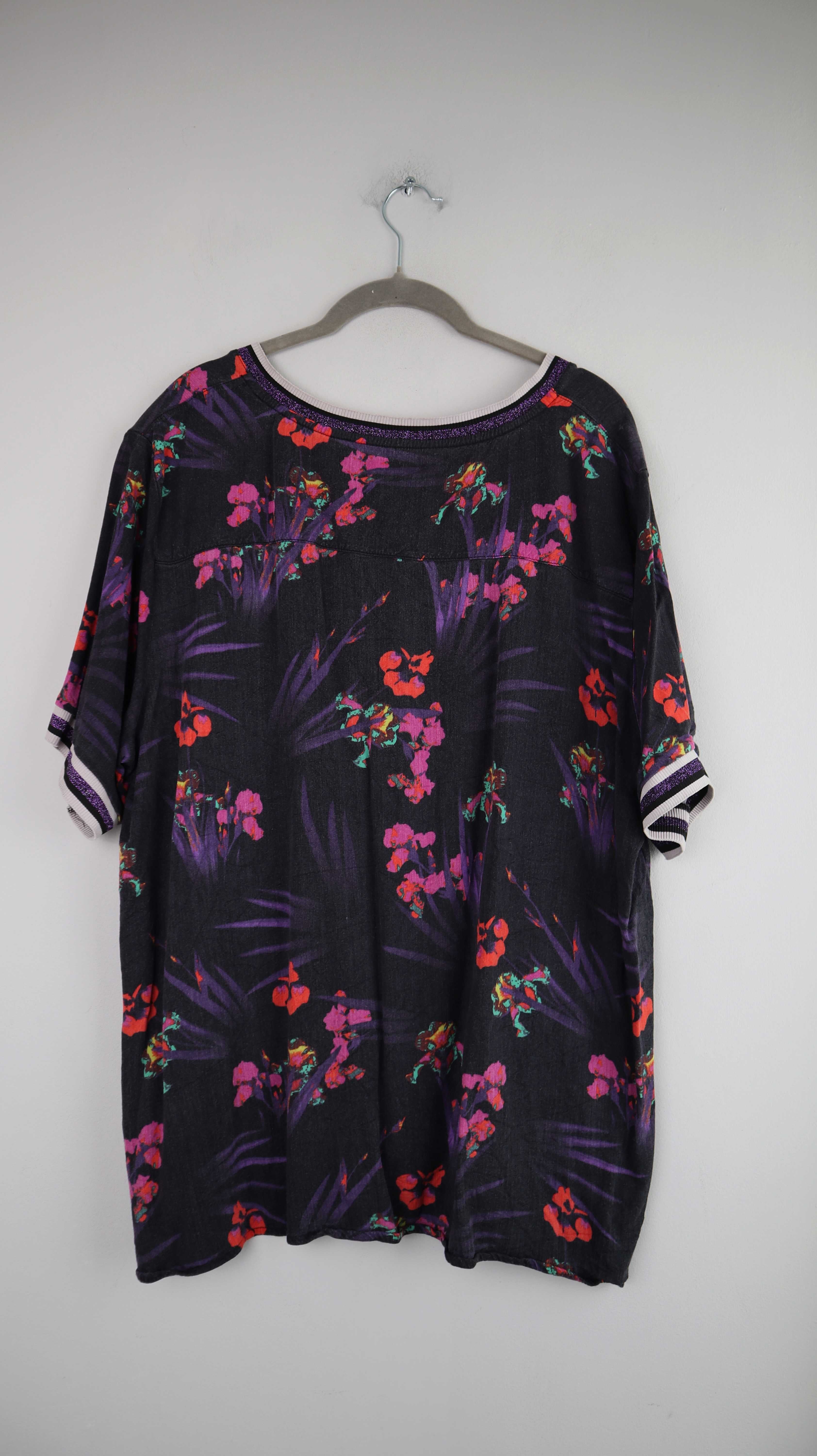 Open End Shirt T-Shirt schwarz V-Ausschnitt 87 Pailetten Oberteil