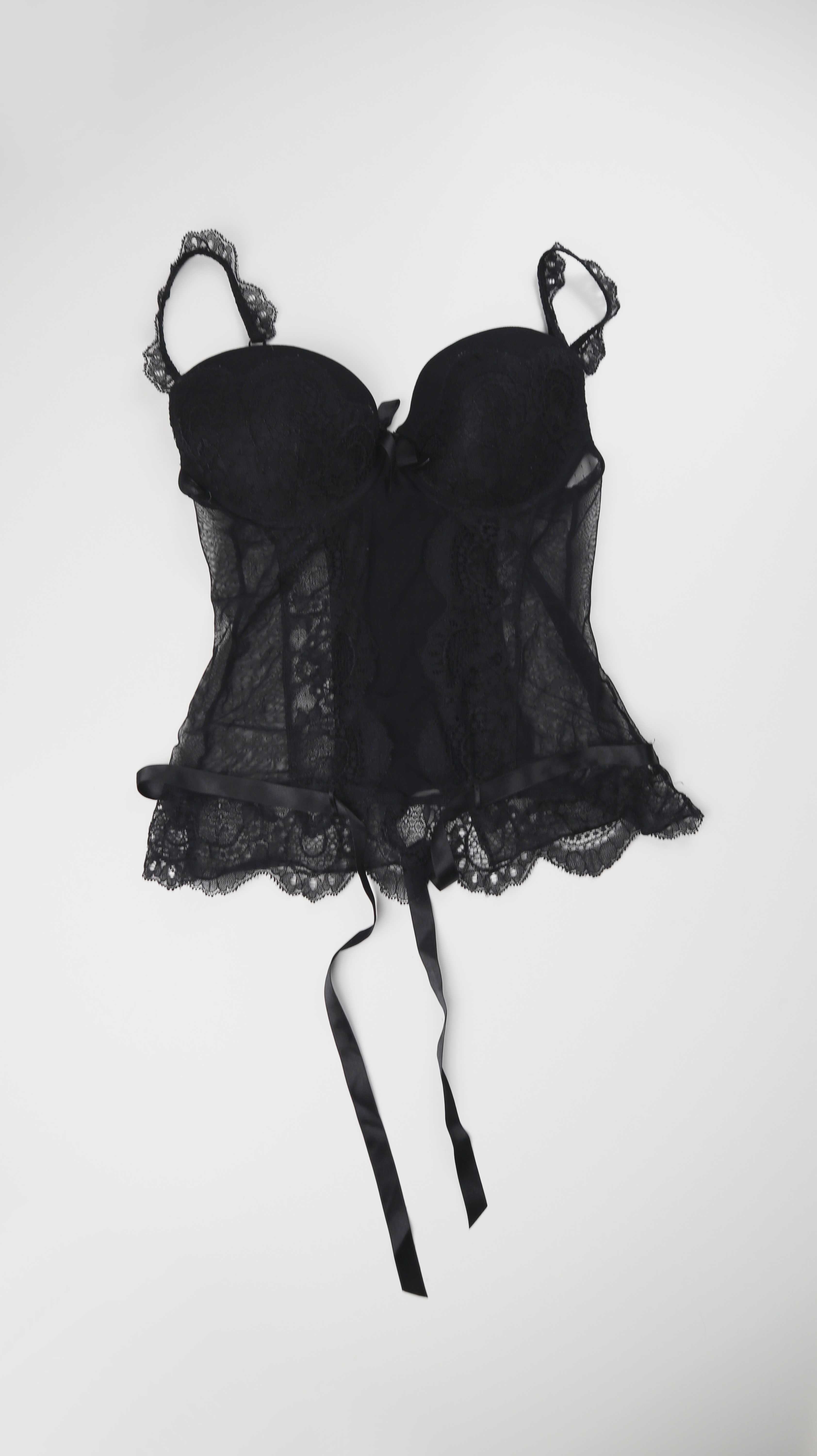Hunkemöller Dessou Korsett schwarz 36 S eng slim Spitze