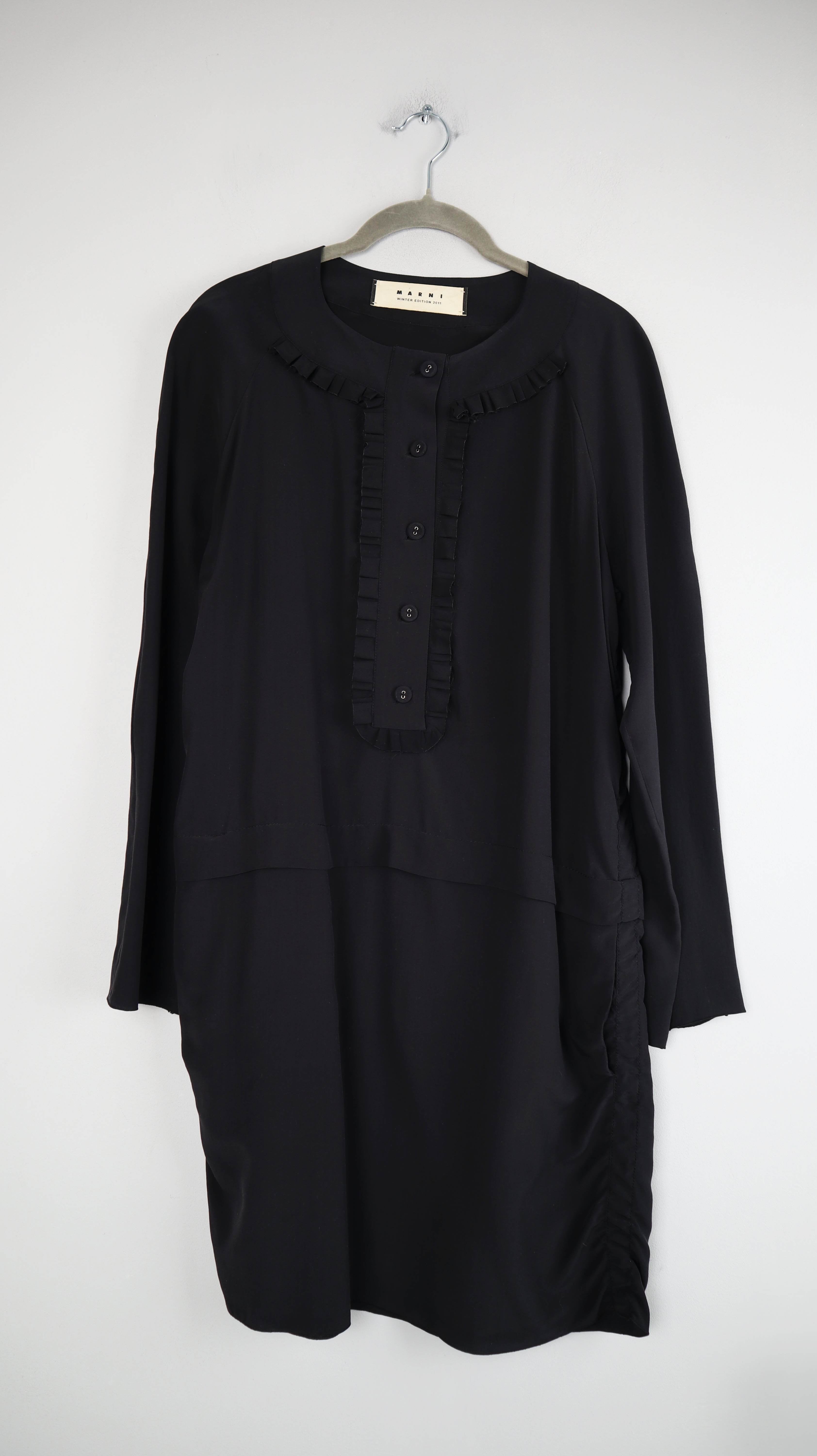 Marni Winter Edition 2011 Kleid Seidenkleid Schwarz 38 Seide basic