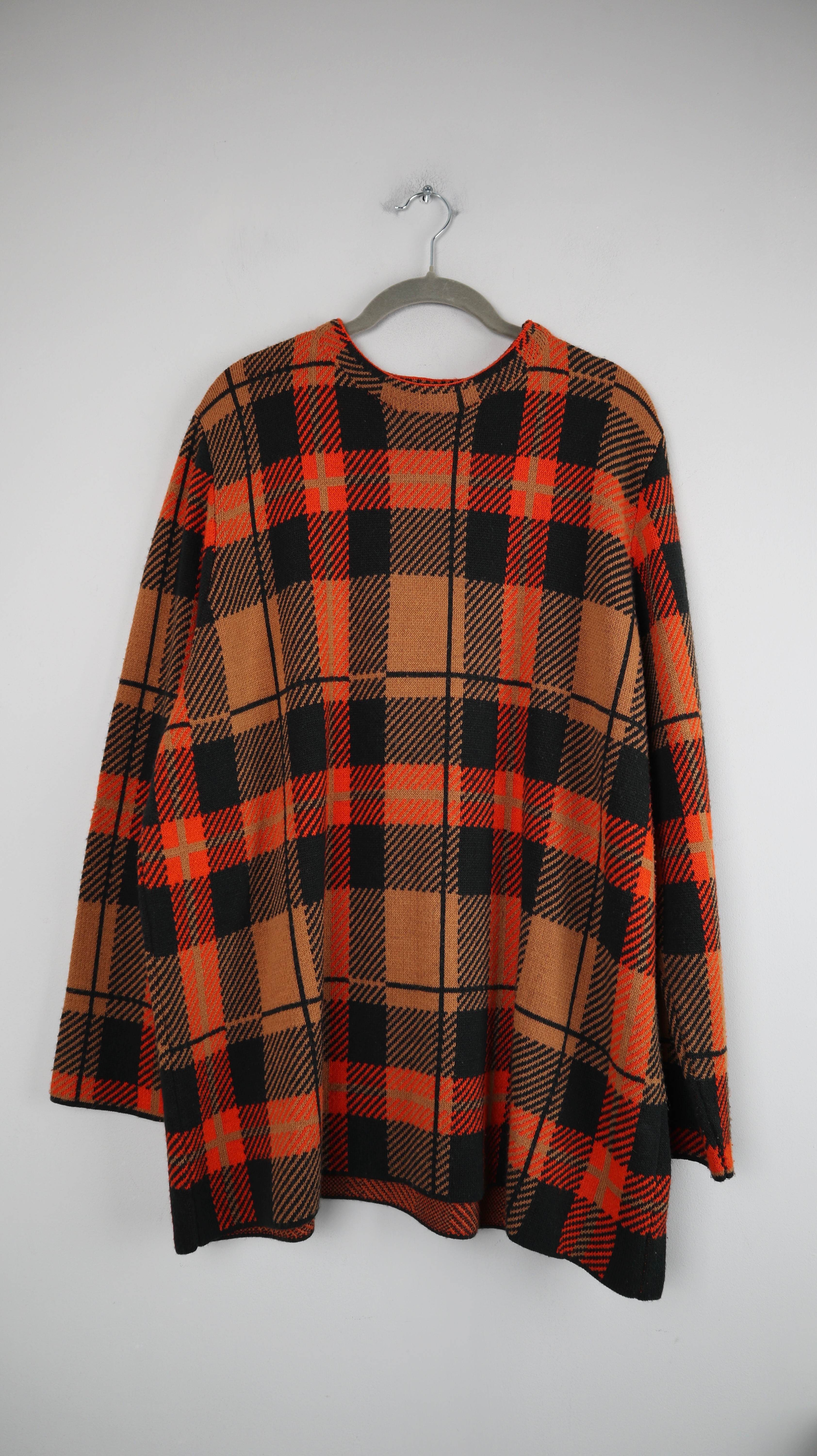 Birgit Schrowange x Adler Pullover Kariert XL Orange schwarz