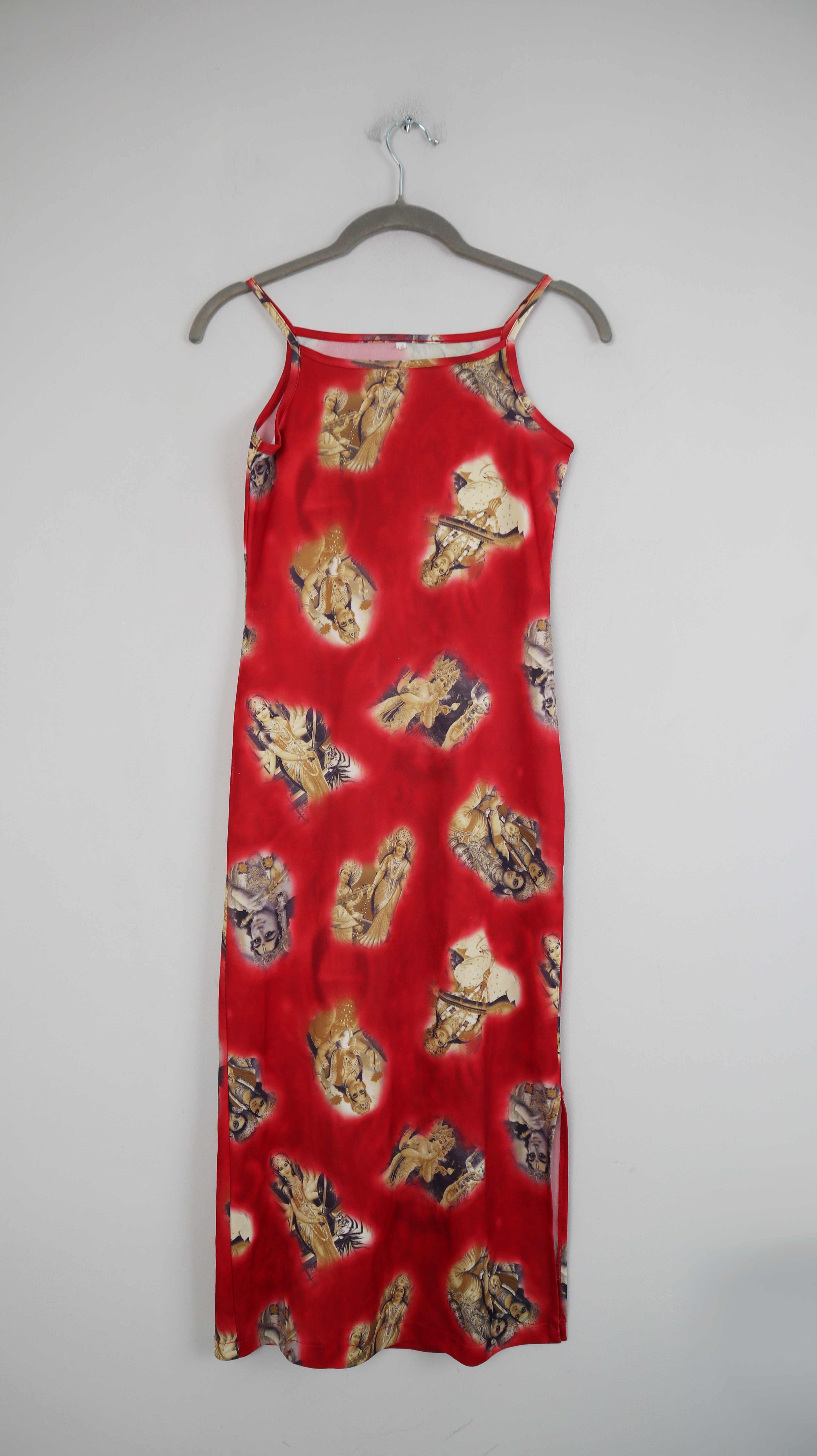 True Vintage Kleid Maxikleid 34 XS indisch Print 90s Sommerkleid