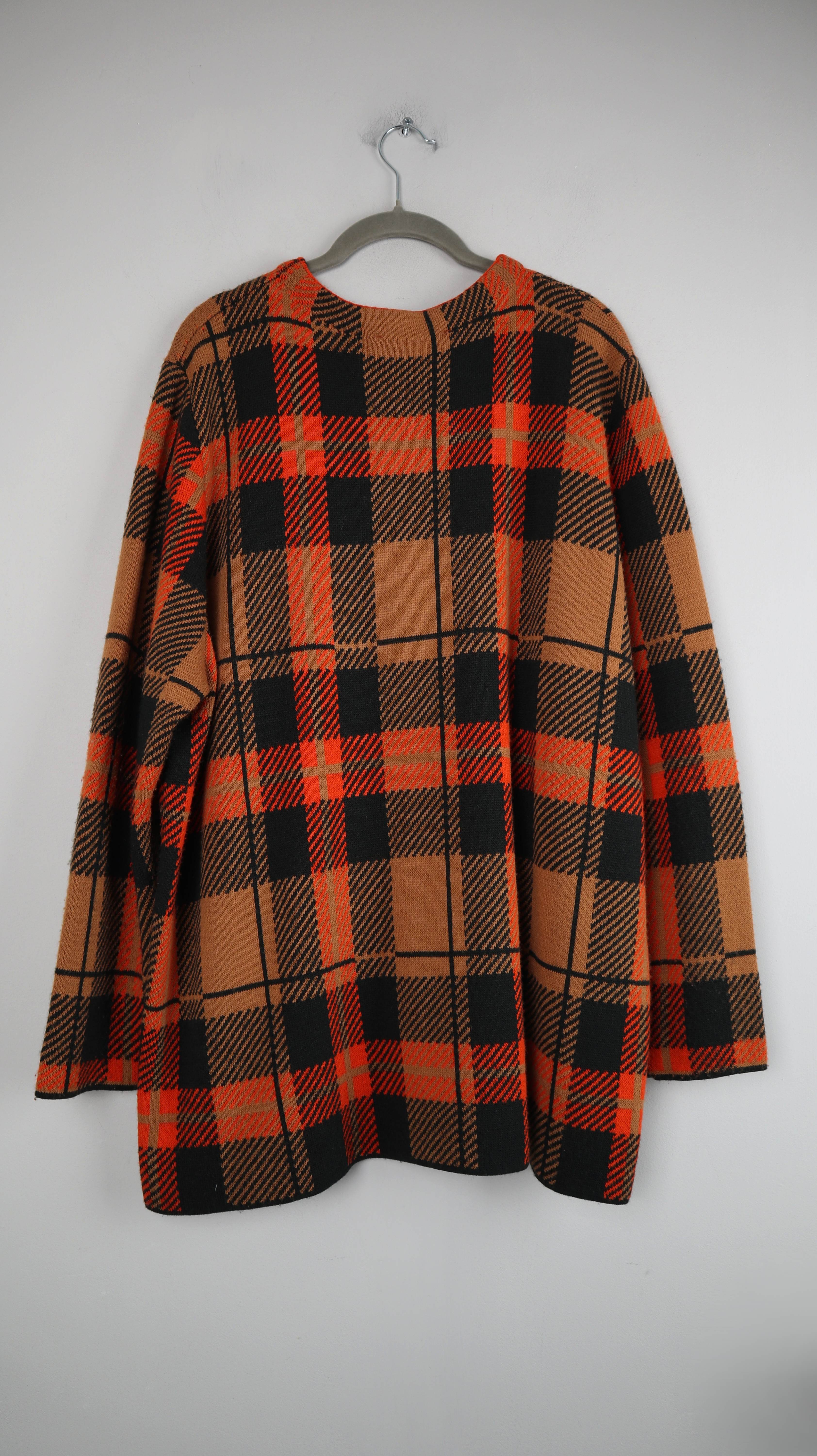 Birgit Schrowange x Adler Pullover Kariert XL Orange schwarz