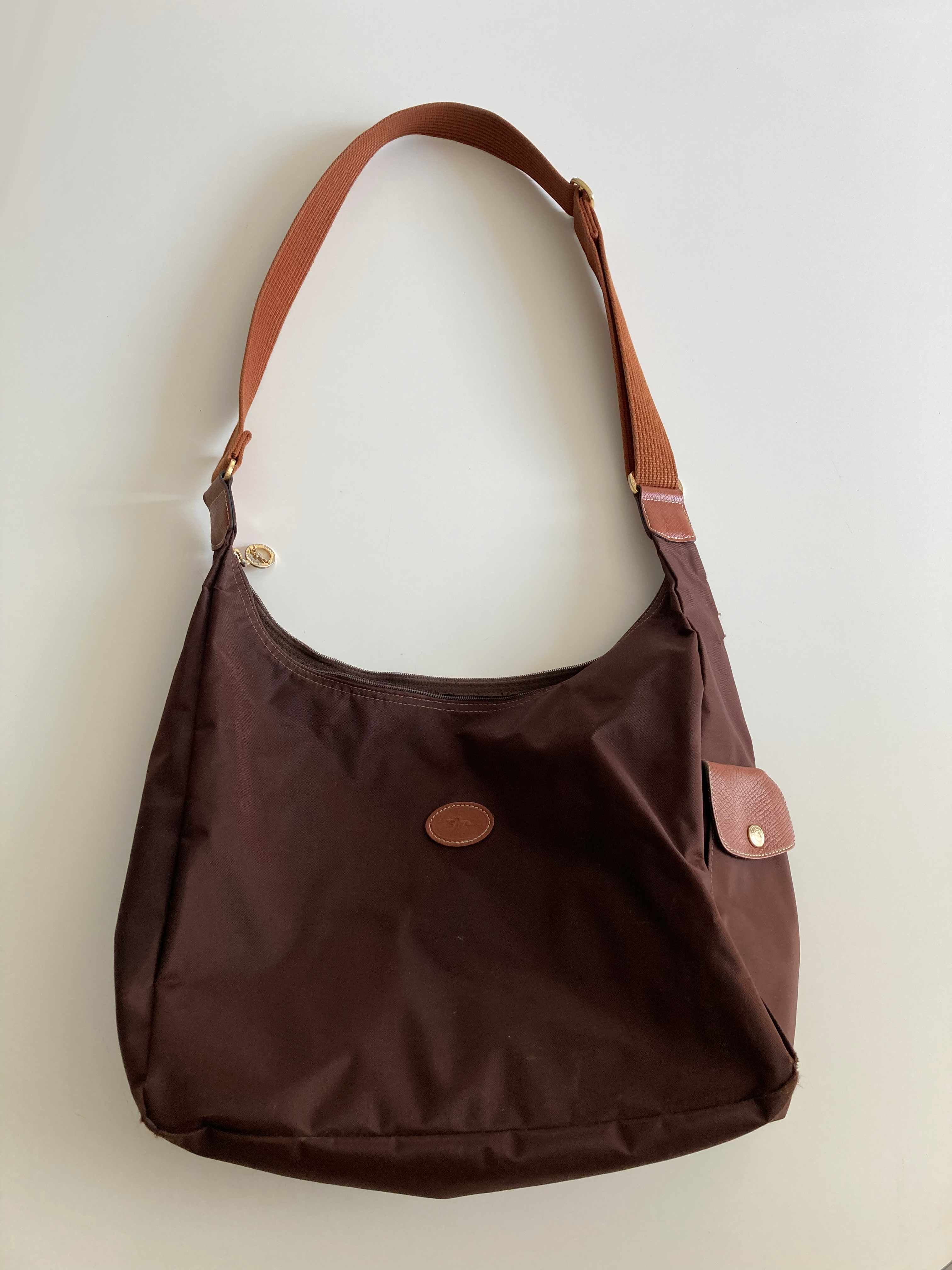 Longchamp große braune Umhängetasche Tragetasche basic