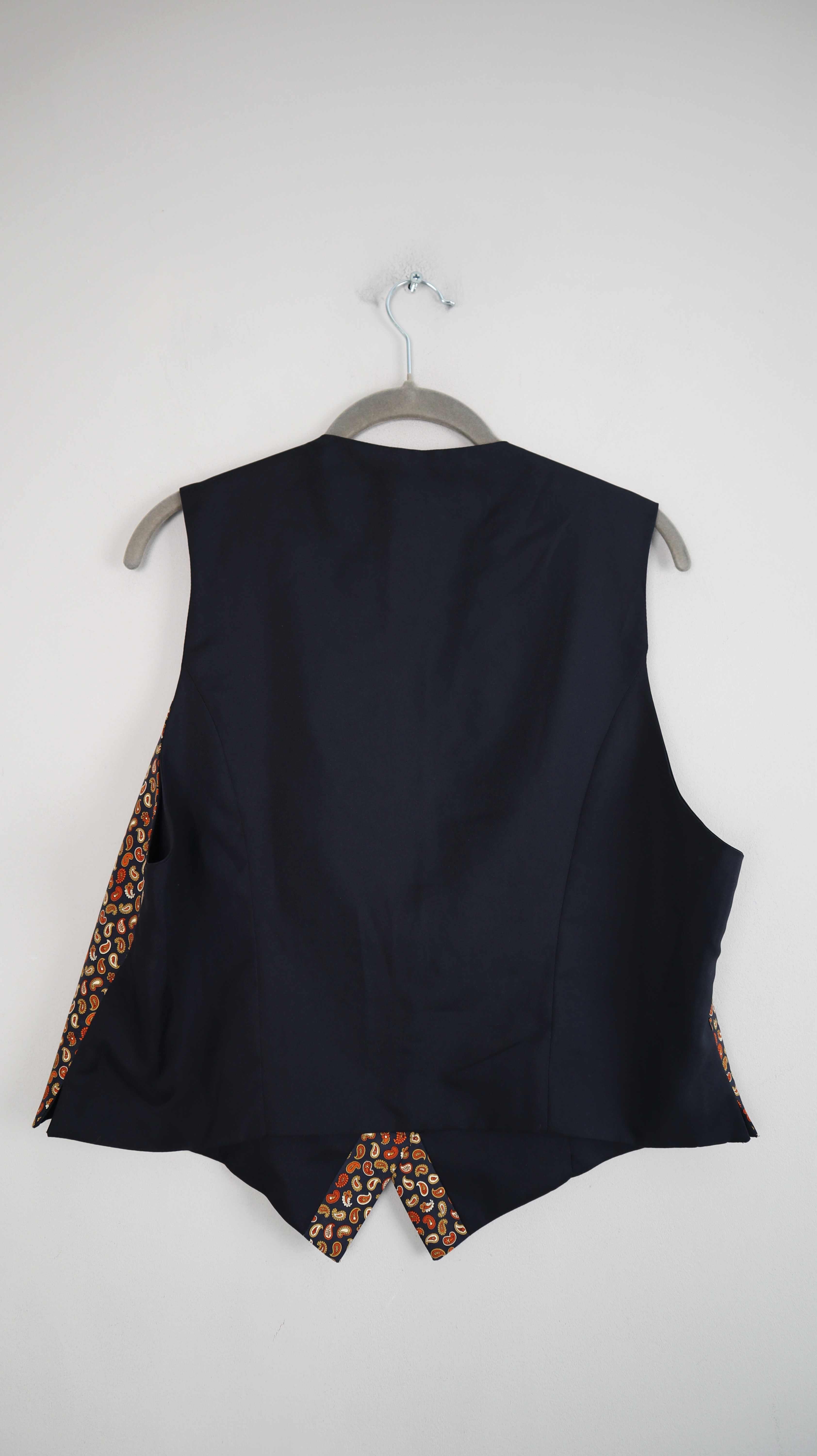 Altea Milano Weste Seidenweste Paisley blau gelb Seide XL