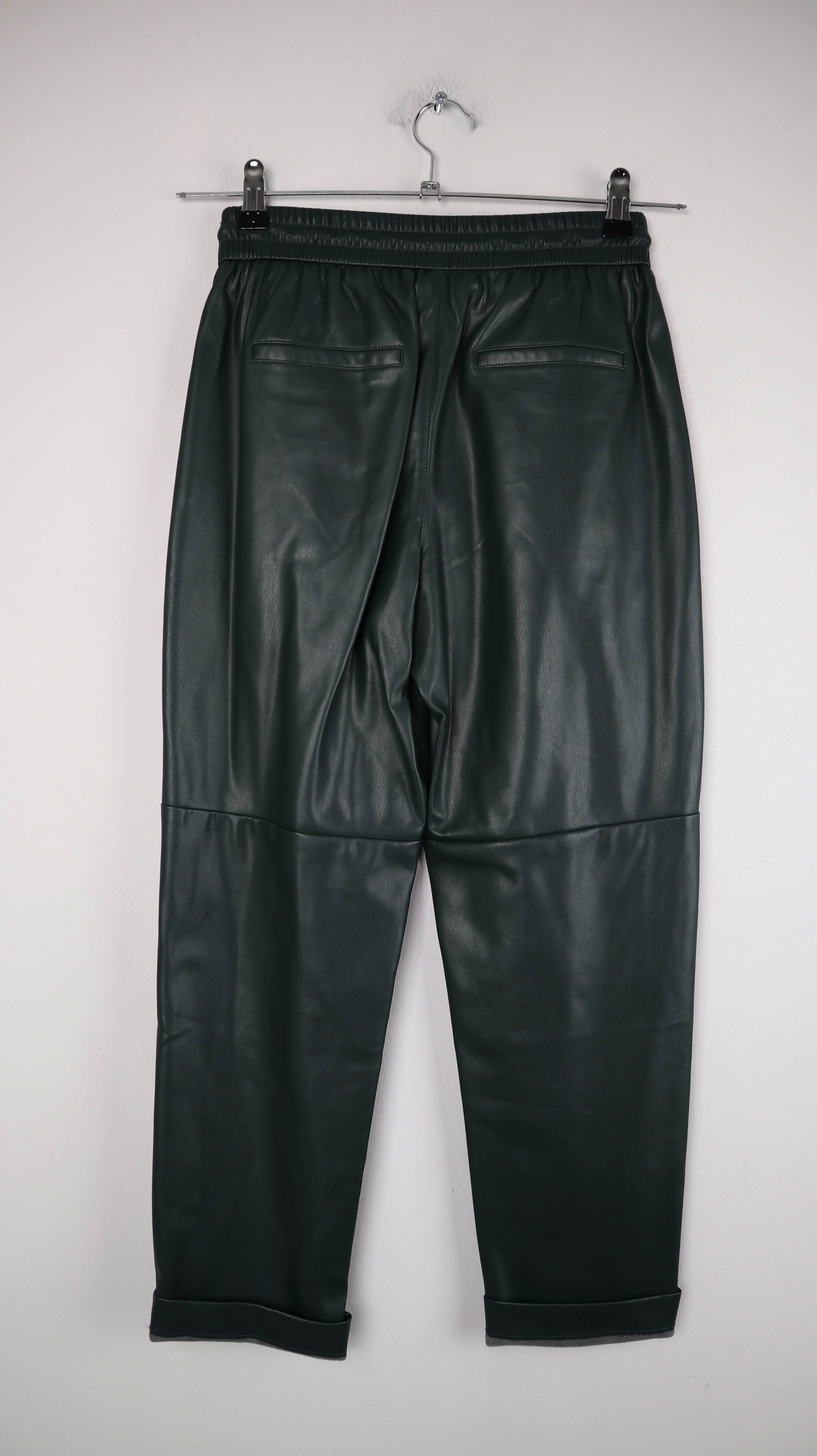 Mango Hose Grün dunkelgrün Kunstleder Leder XS Neu Waldgrün