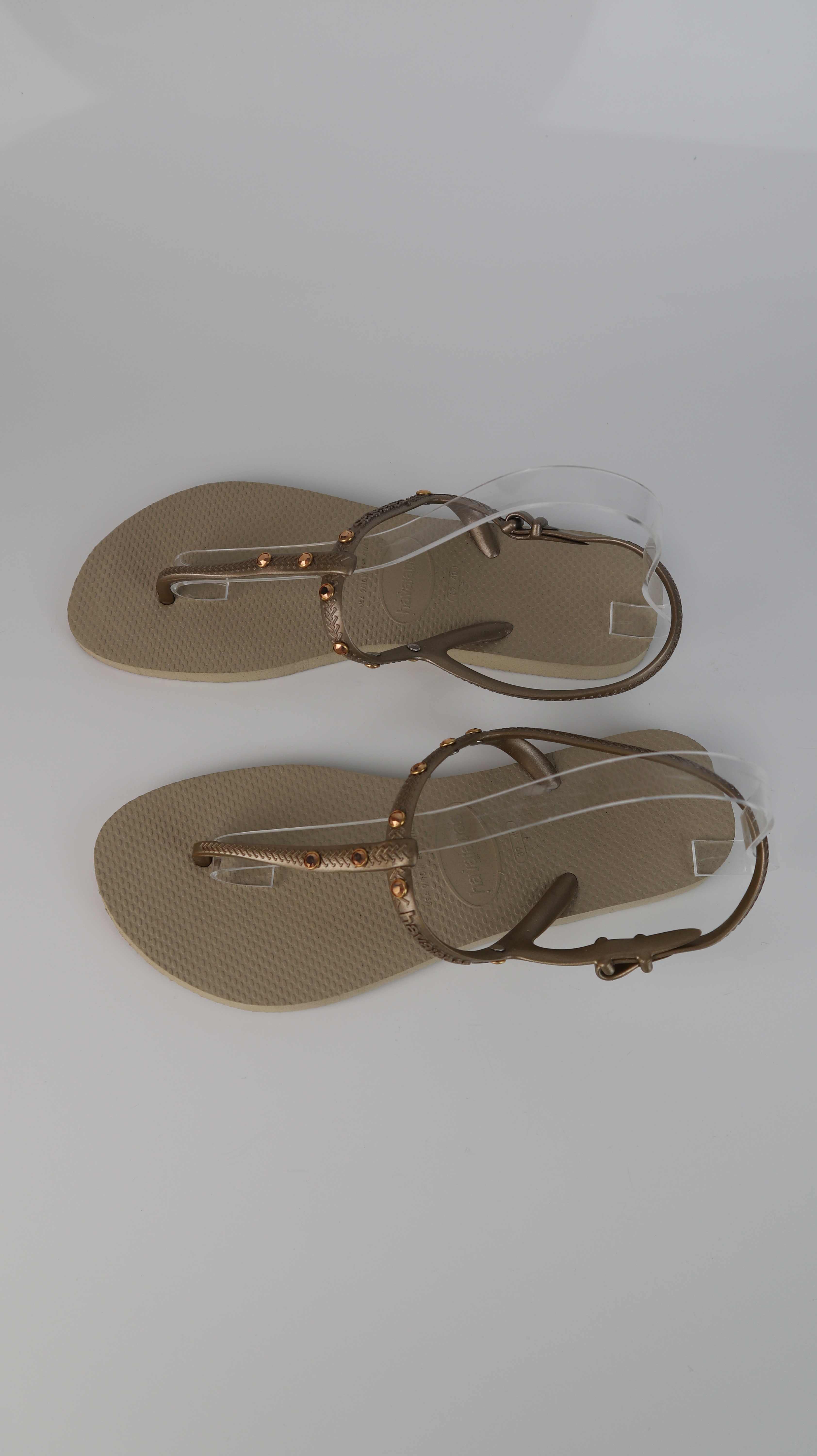 Havaianas Flip Flops Sandalen braun beige Glitzer 39 40 Slipper