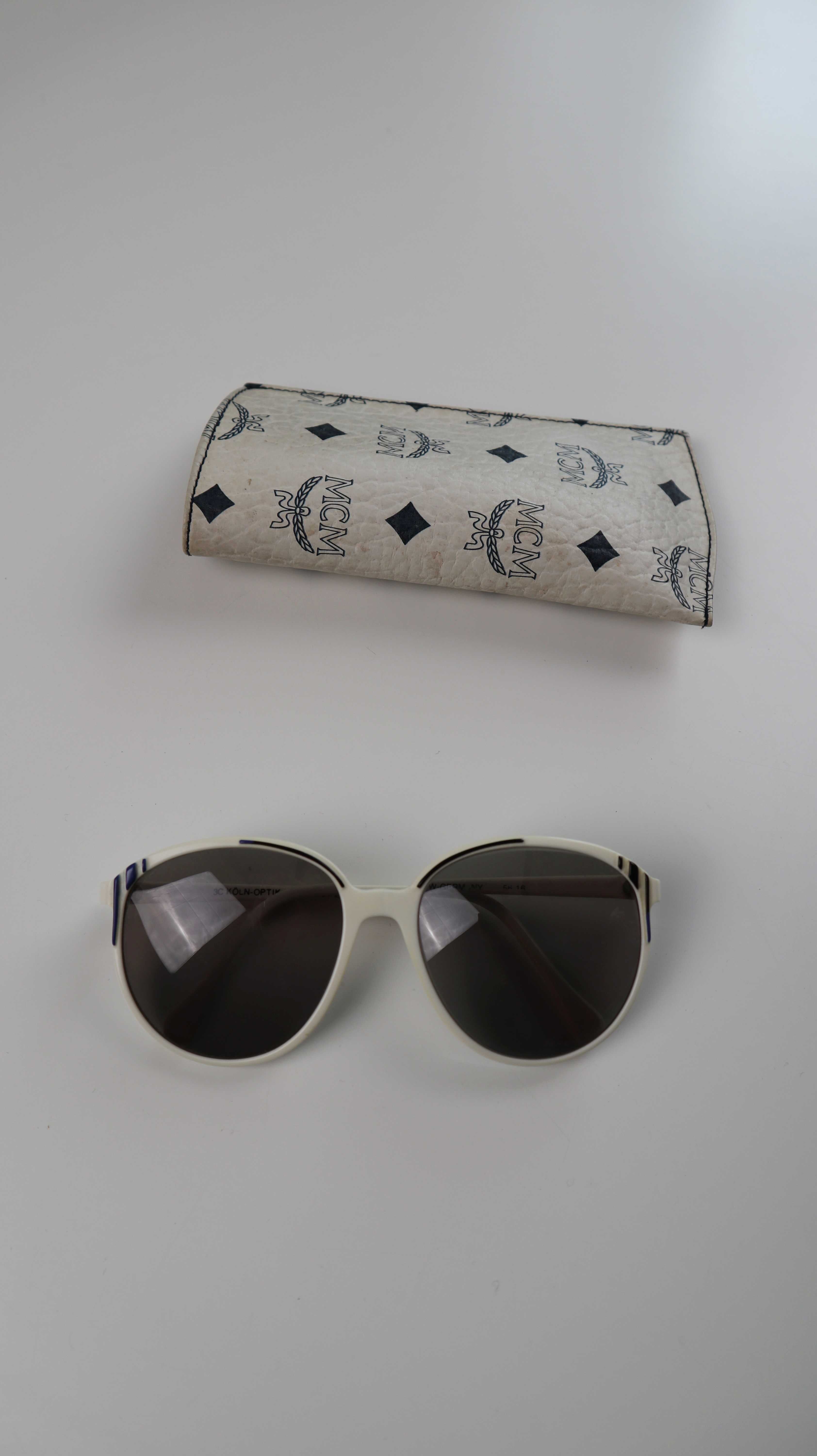 True Vintage Sonnenbrille weiß blau retro rund Oval Damensonnenbrille