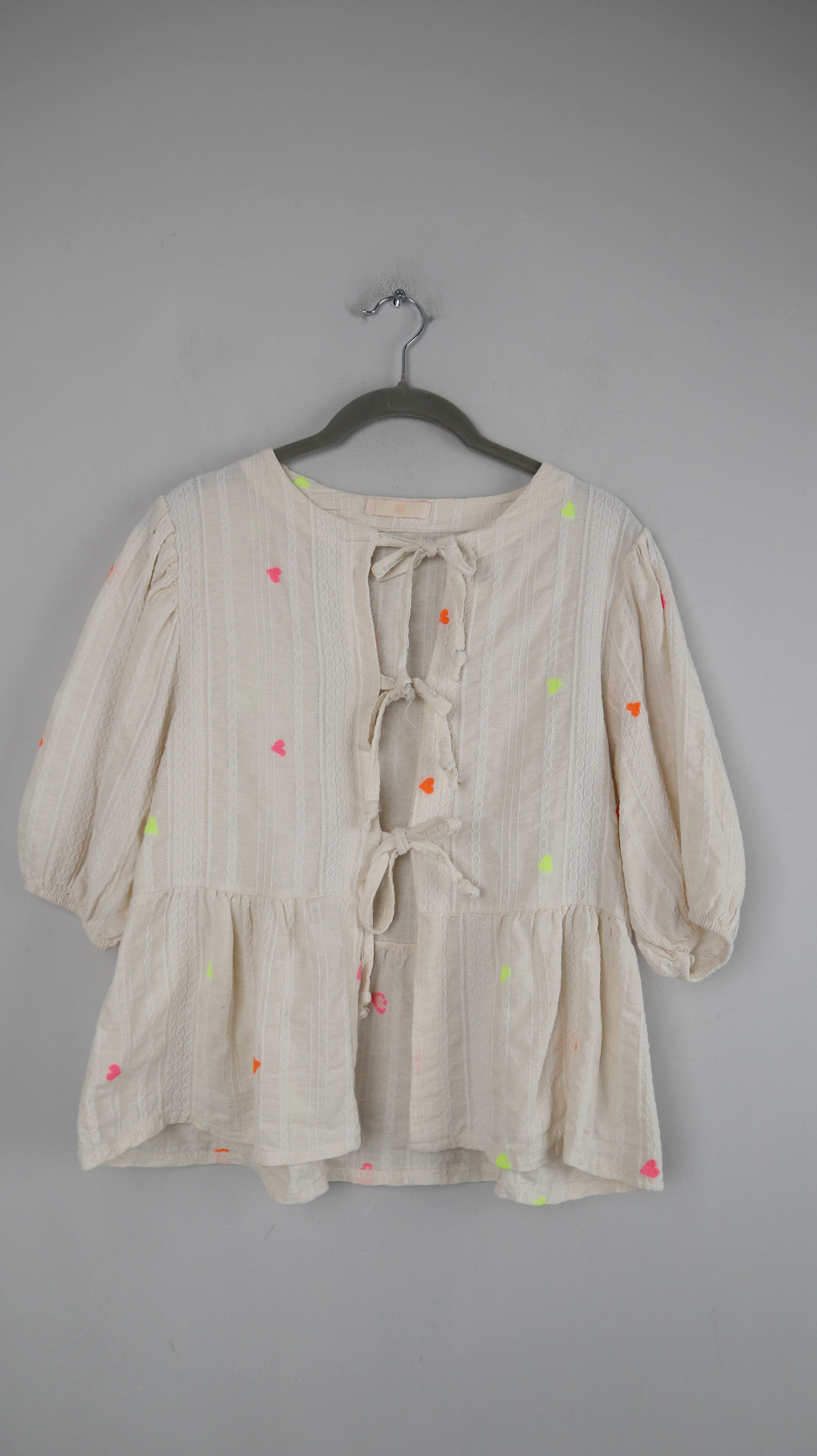 Bluse Creme Beige 38 M gebunden Bindung Plepum-Shirt Cache