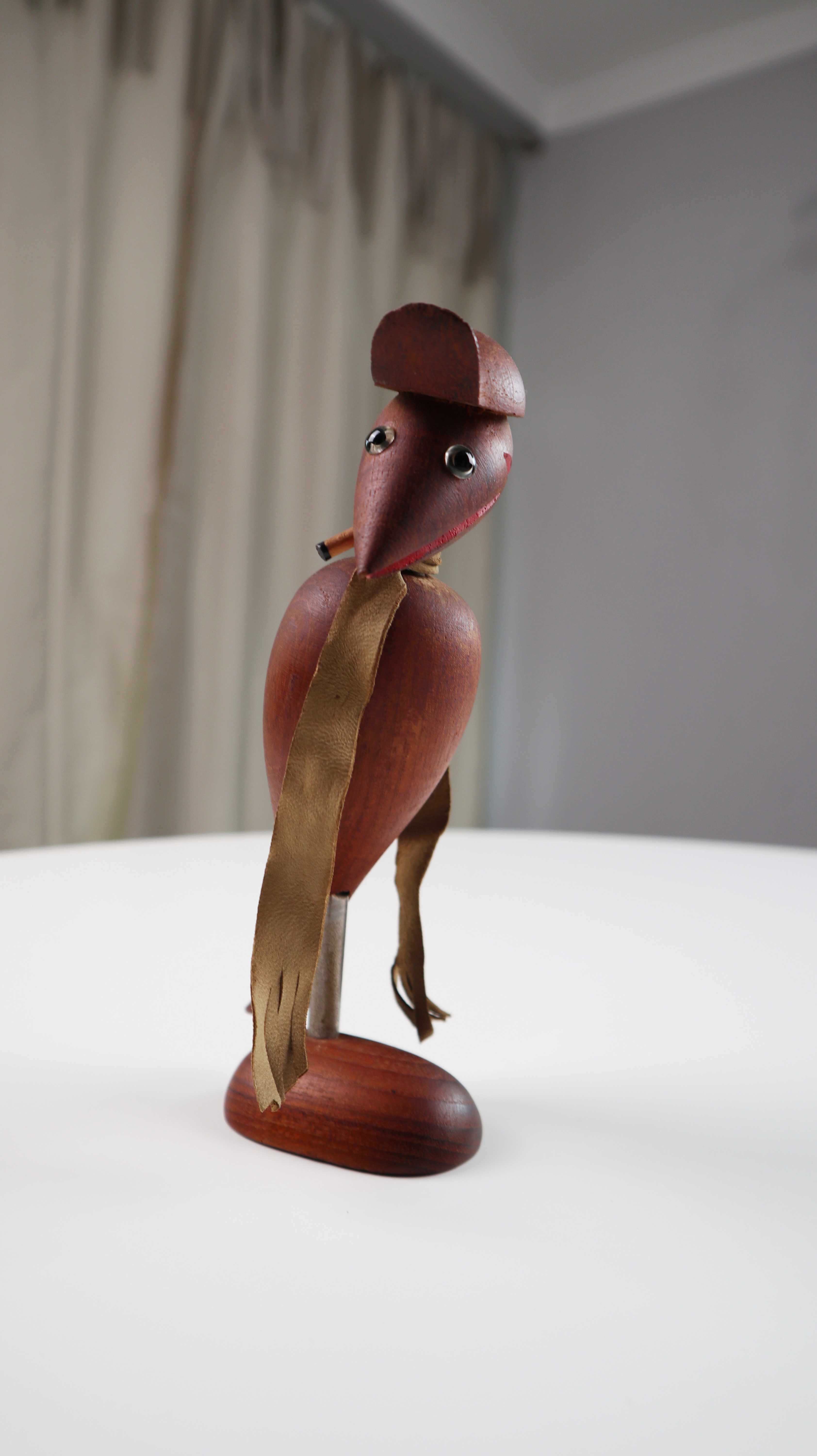 Korkenzieher Flaschenöffner Teak Teakholz Specht Vogel 70er mid century