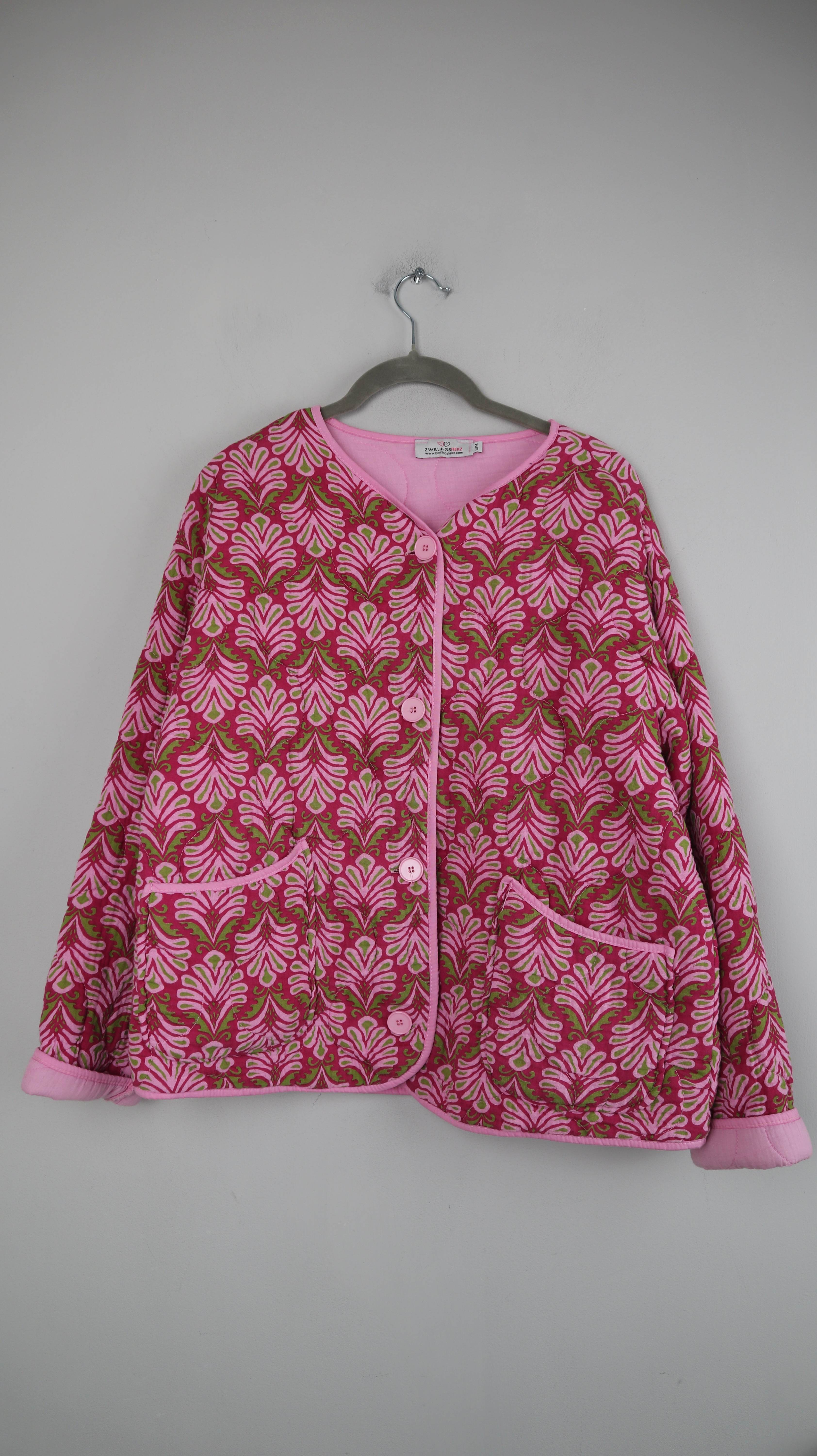 Zwillingsherz Jacke Pink rosa gesteppt 38 M basic geknöpft