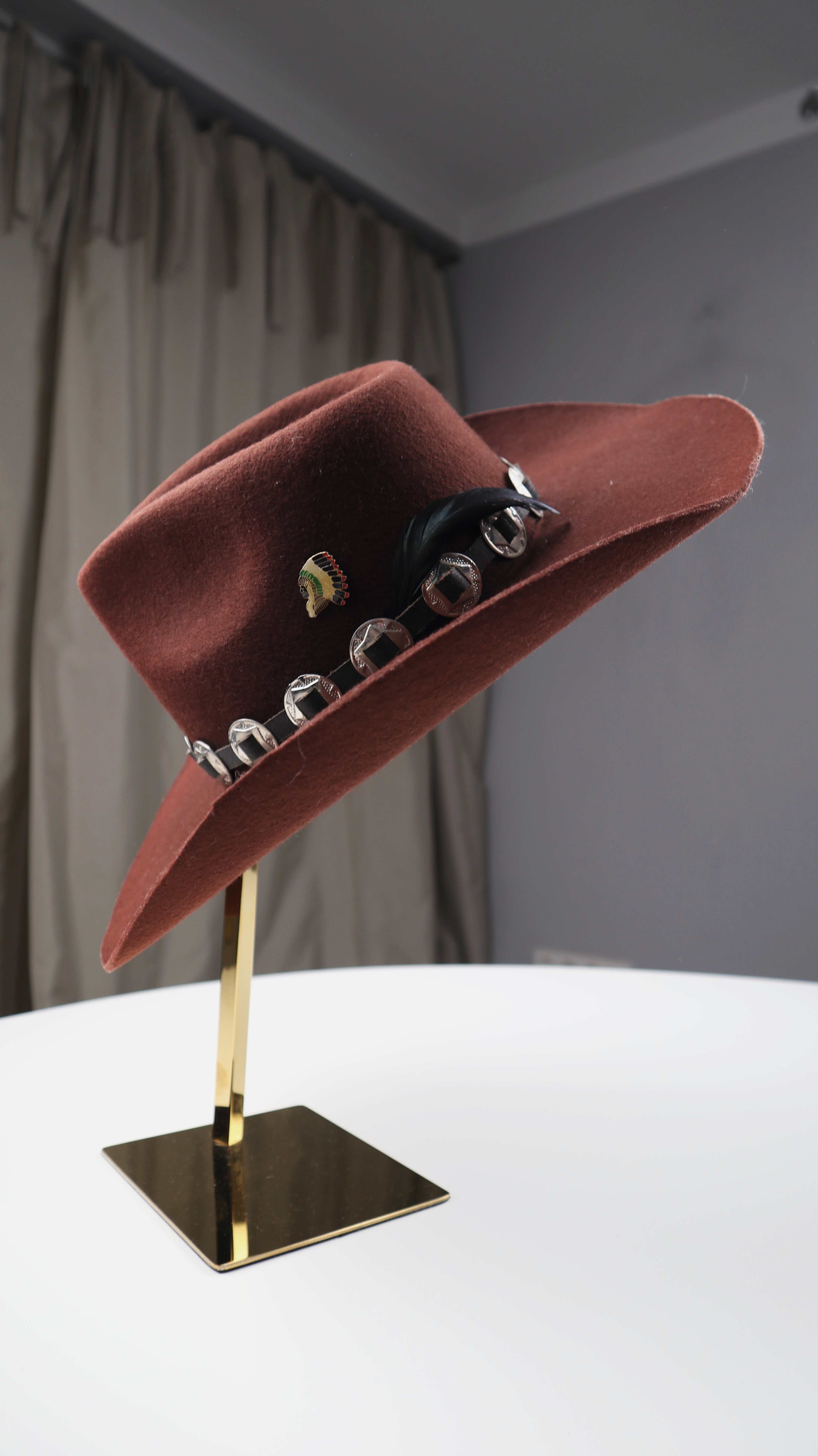 Hut Wolle 56 Western Stil Cowboyhut breite Krempe dunkelbraun
