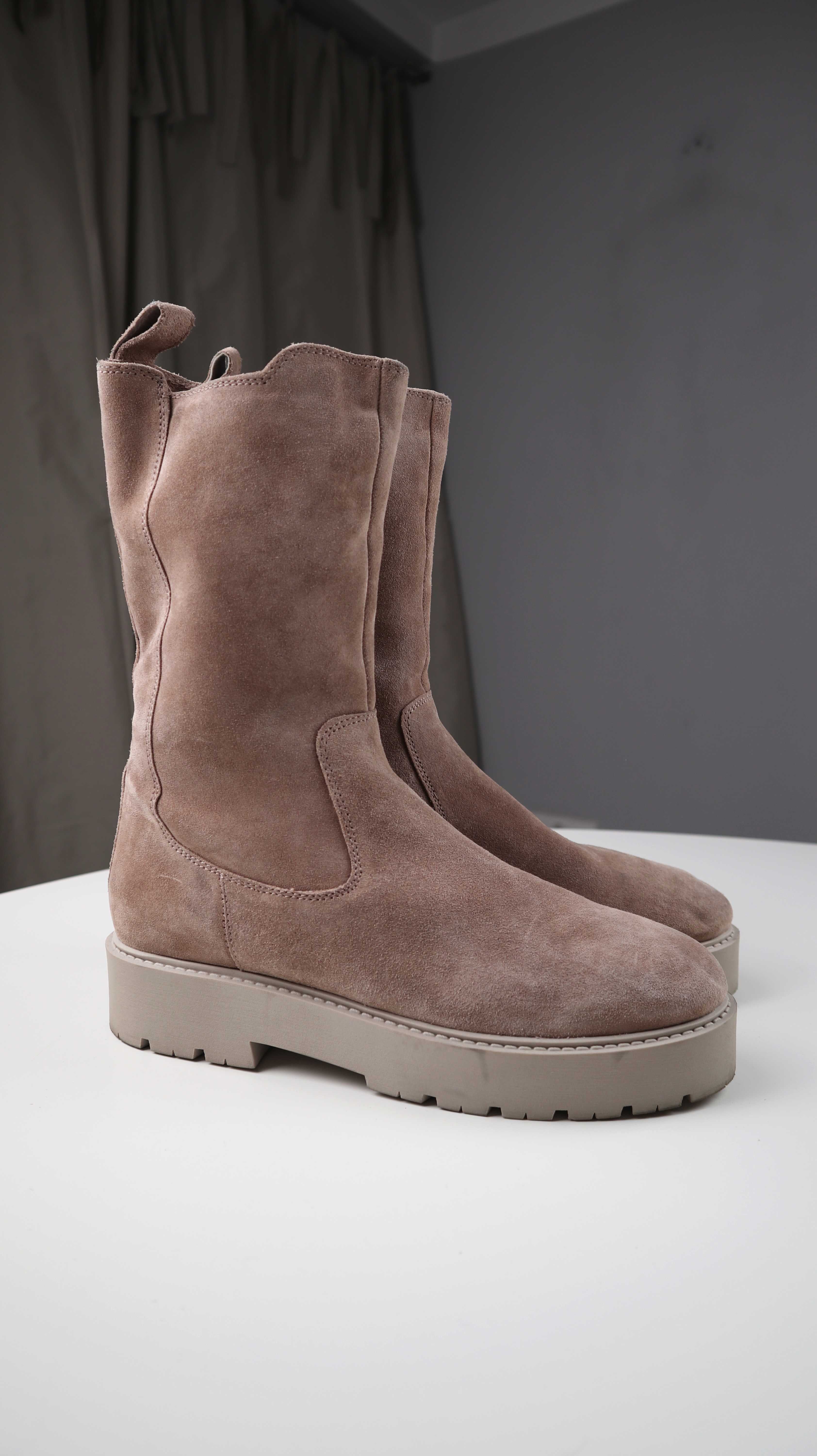 Anna Field Stiefel Stiefeletten 42 Beige braun gefüttert Boots Wildleder